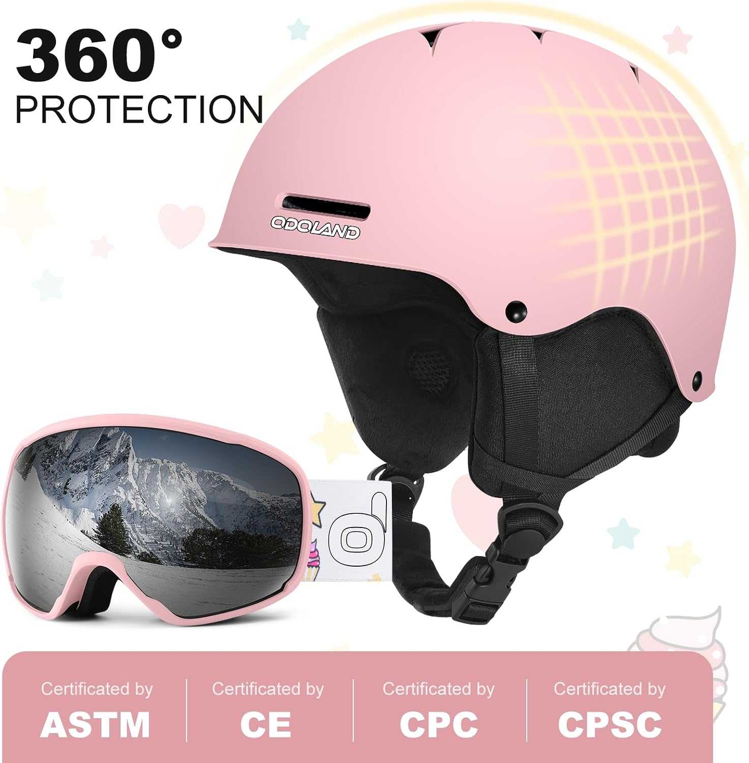 Thumbnail 1 de Odoland Kids Ski Helmet with Goggles for Ages 6-14