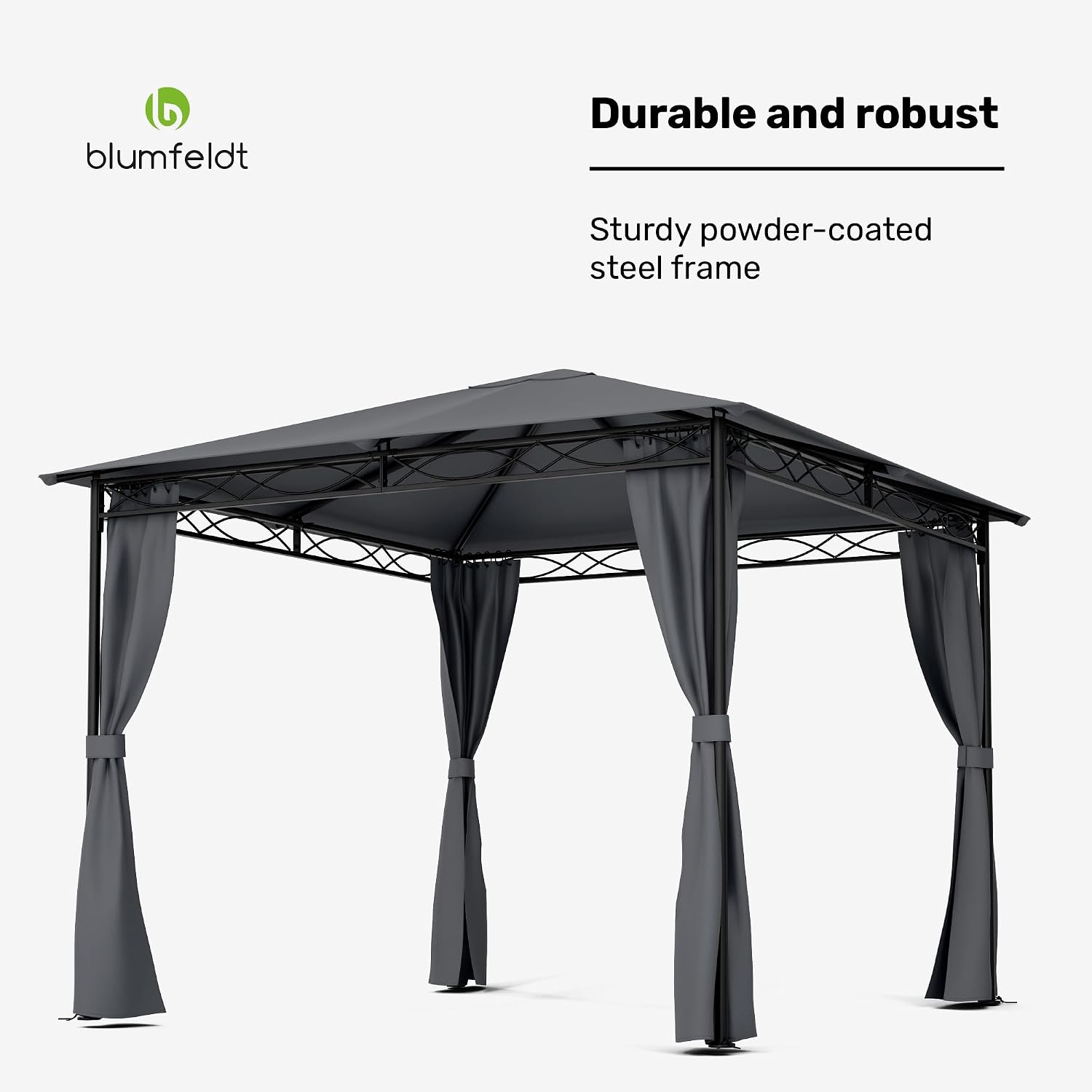 Detalle de blumfeldt Mondo Garden Gazebo, 4 Side Panels and EasyMount Frame
