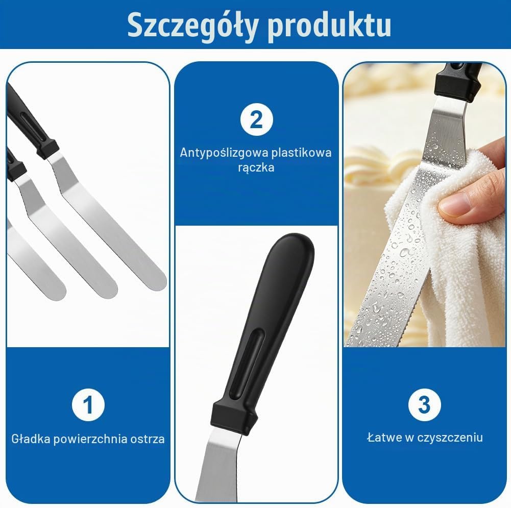 Thumbnail 2 de AUAUY 5717061 – szpatułka kątowa do kremu, stal nierdzewna, ostrze 15 cm