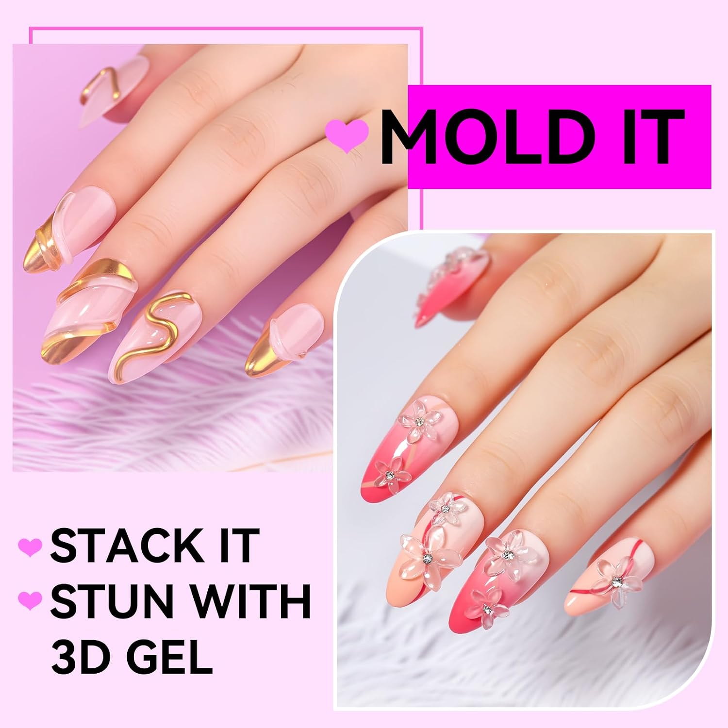 Detalle 2 de Makartt 3D Gel Nail Art Clear Solid Builder Gel, 4-in-1, 15g