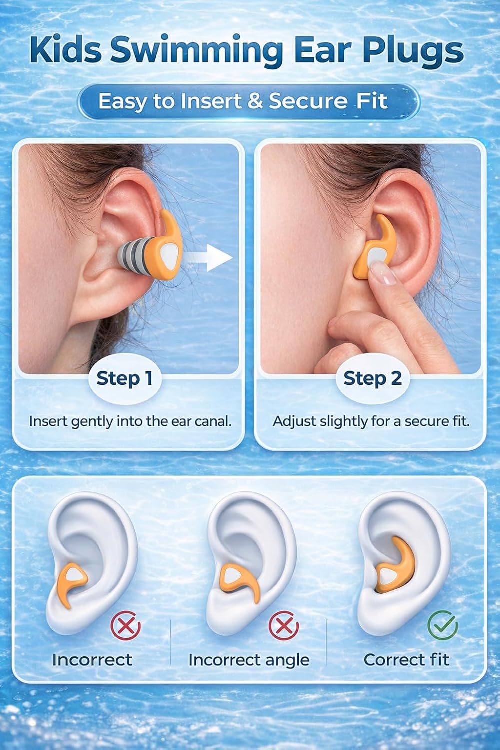 Thumbnail 1 de Kids Swimming Ear Plugs: 3 Pairs of Reusable Silicone Ear Plugs for Safe Water Fun