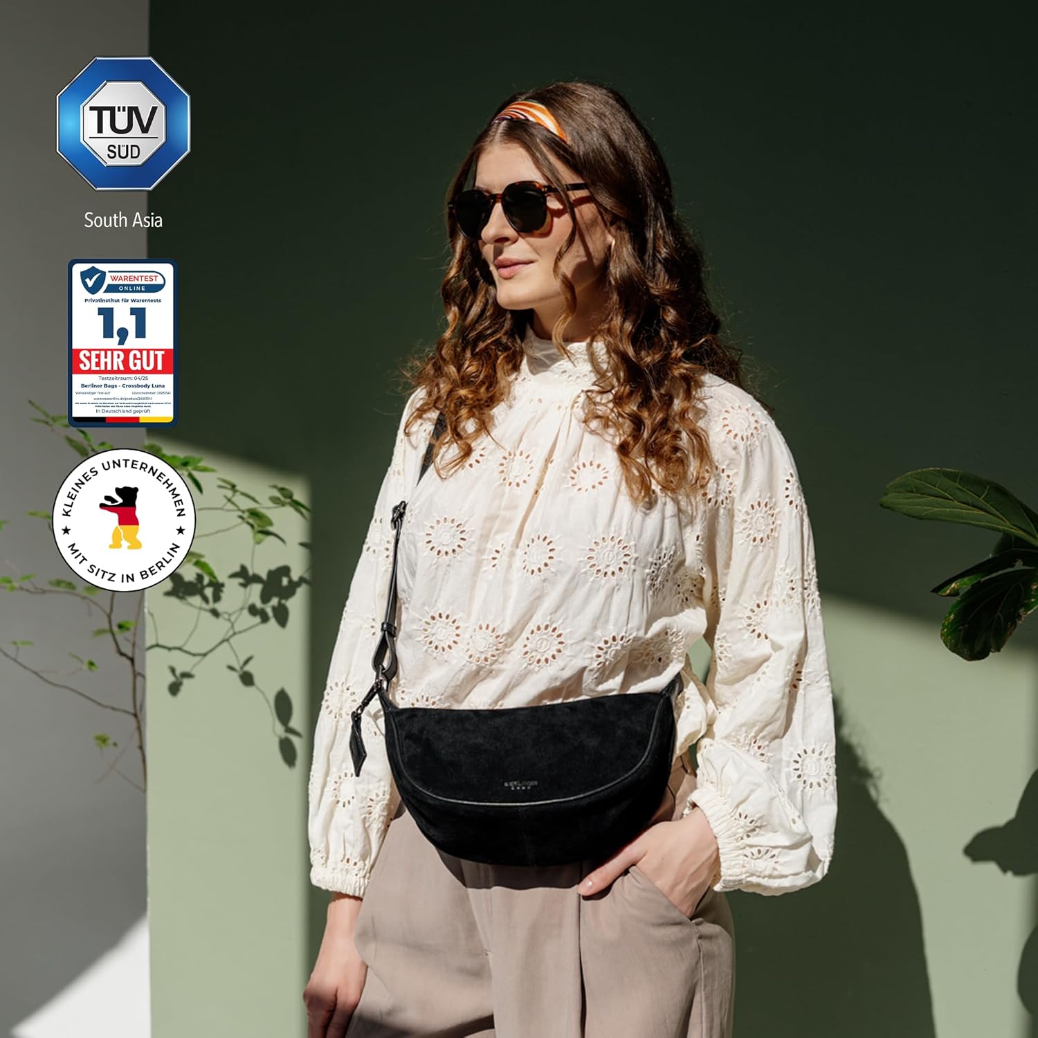 Thumbnail 3 de Berliner Bags Crossbody Luna – Moon Bag aus Wildleder (29 x 15 x 9,5 cm)