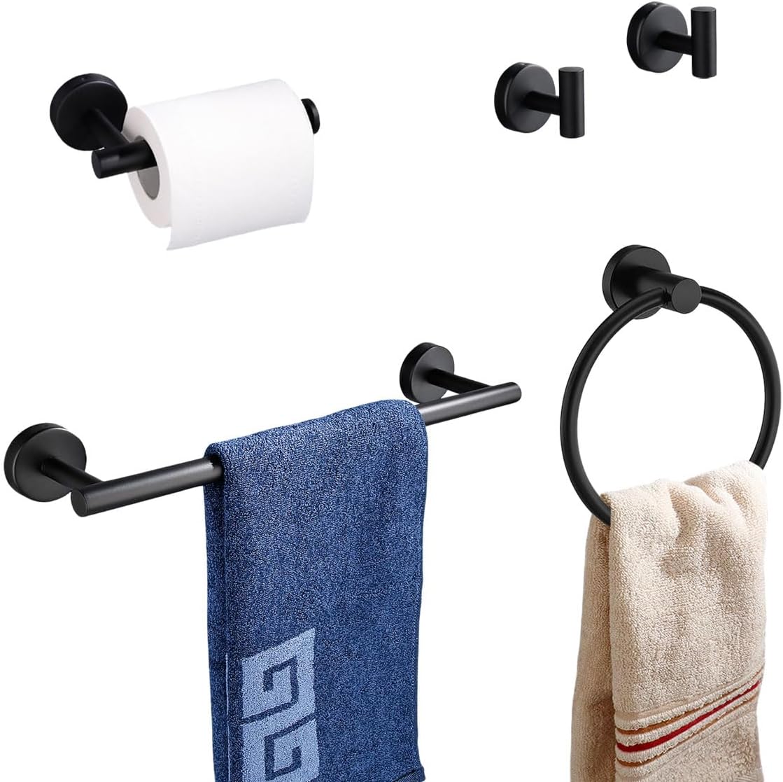 Thumbnail 1 de Betadistor Towel Rail Wall Mounted 5-Piece Bathroom Accessories Set