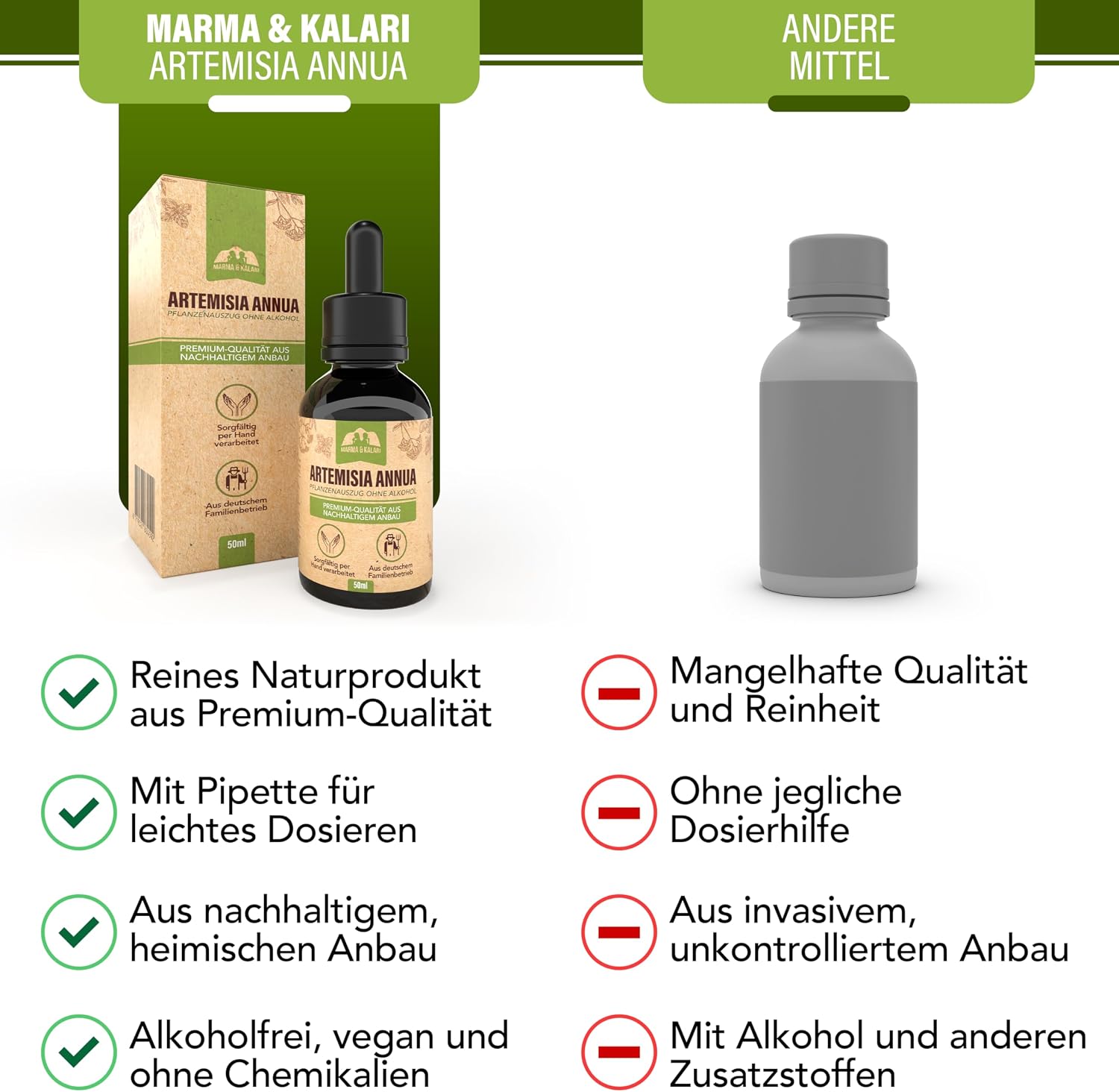 Detalle de Premium Artemisia-Annua-Auszug 50 ml – alkoholfrei, 100% reines Naturprodukt