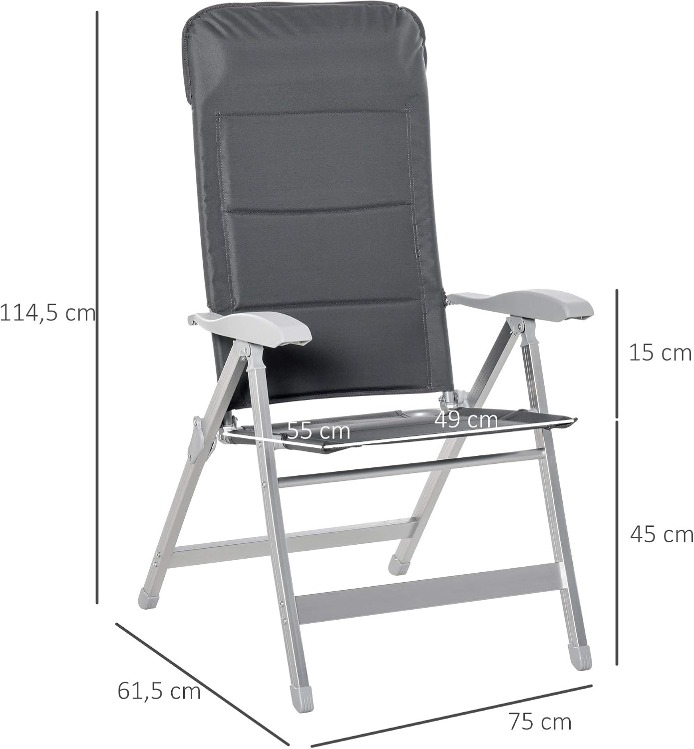 Detalle de Outsunny Silla de Jardín plegable 75x61,5x114,5 cm