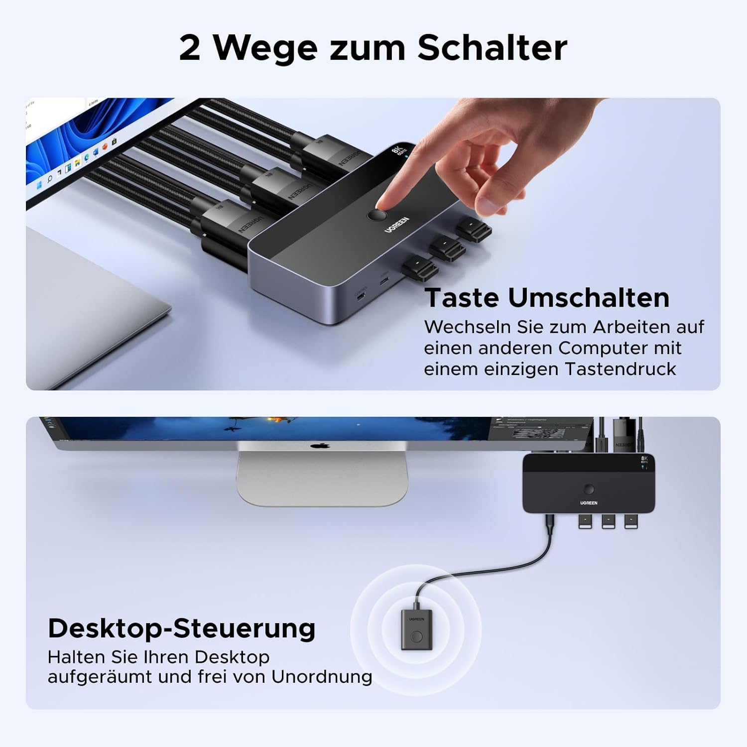 Thumbnail 5 de UGREEN Displayport KVM Switch 2 PC 2 Monitore 8K60Hz KVM Umschalter