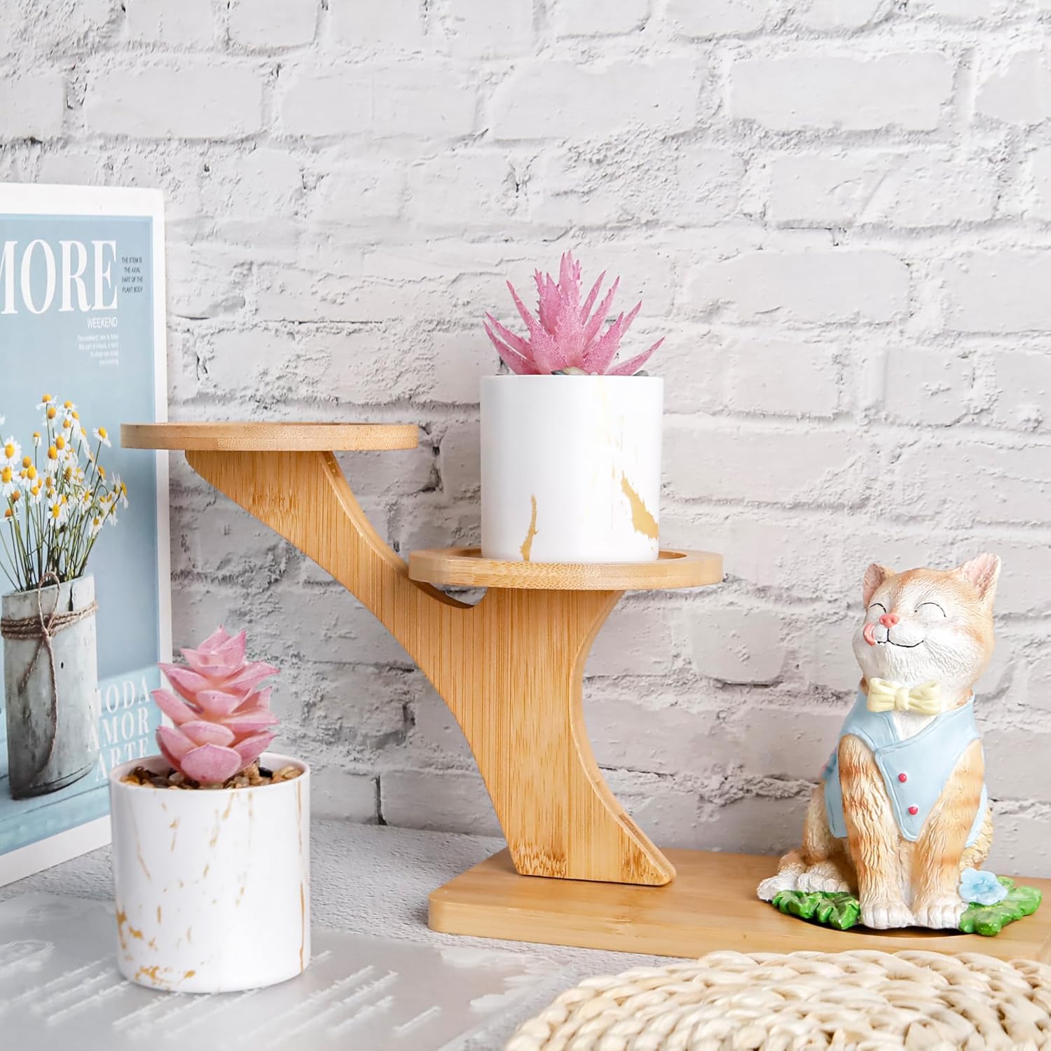 Detalle de BTSD-home 6 Pack Pink Mini Succulent Plants – Fake Office & Home Decor