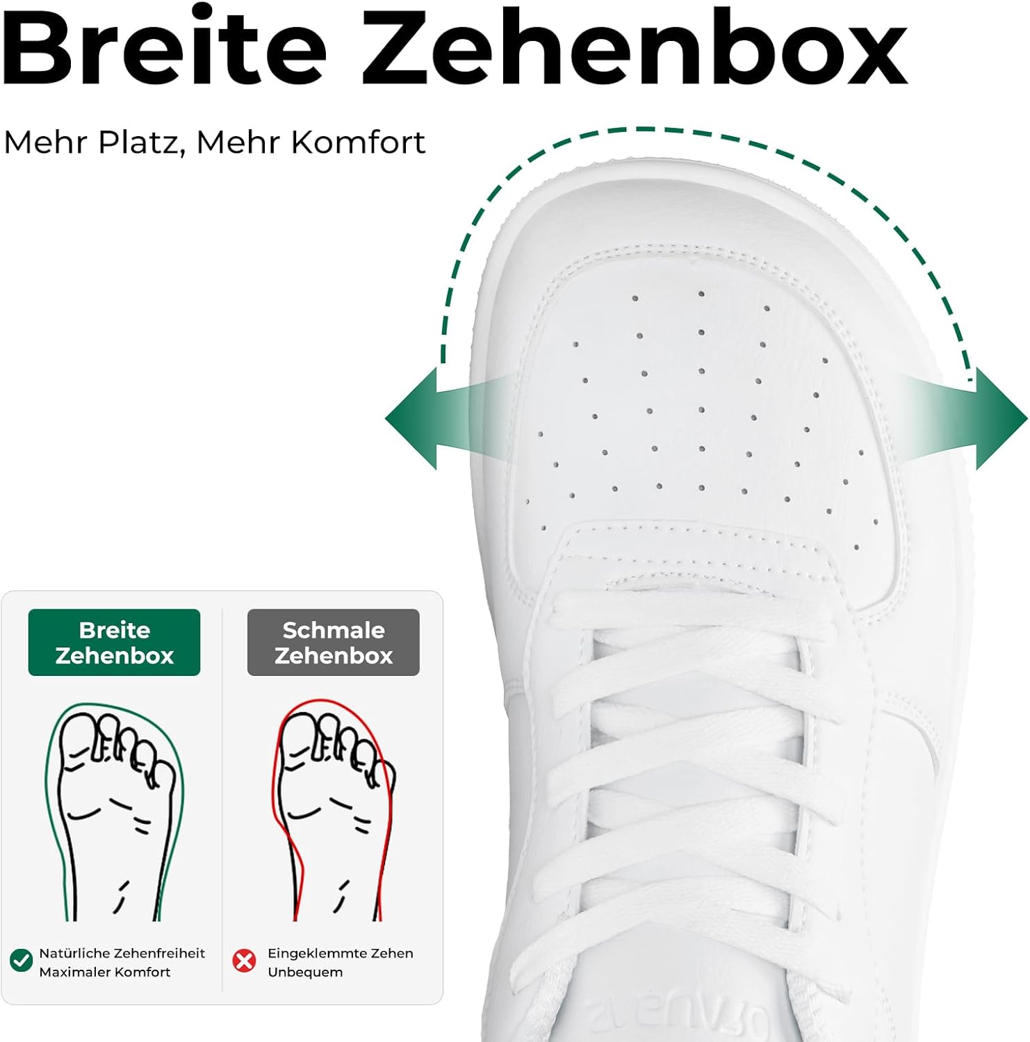 Detalle de SAGUARO Unisex Barfußschuhe: Bequeme Zero-Drop Sneaker mit breiter Zehenbox (Gr. 36–46)