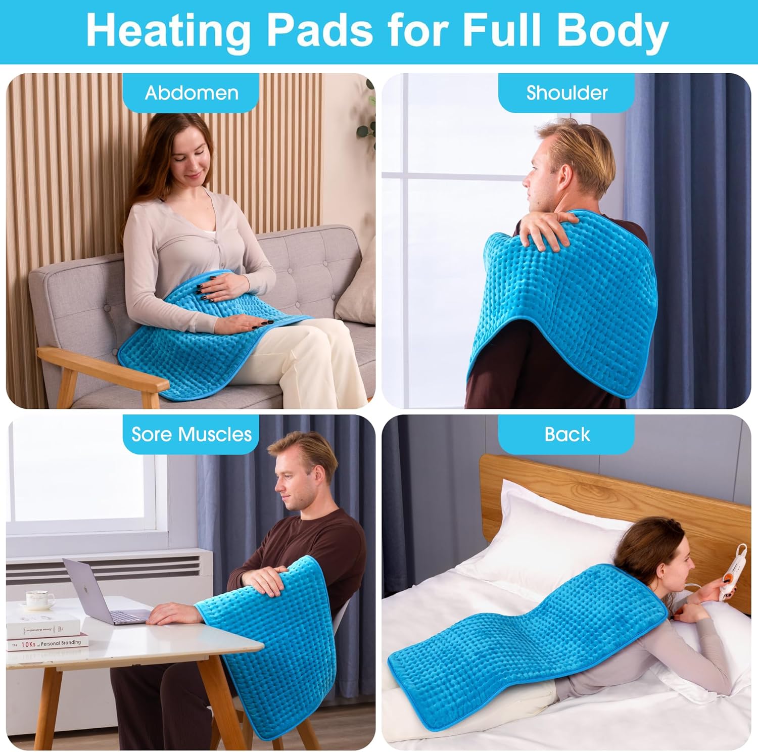 Thumbnail 2 de Boileau Extra Large 17"×33" Electric Heating Pad for Back Pain and Period Cramps Relief