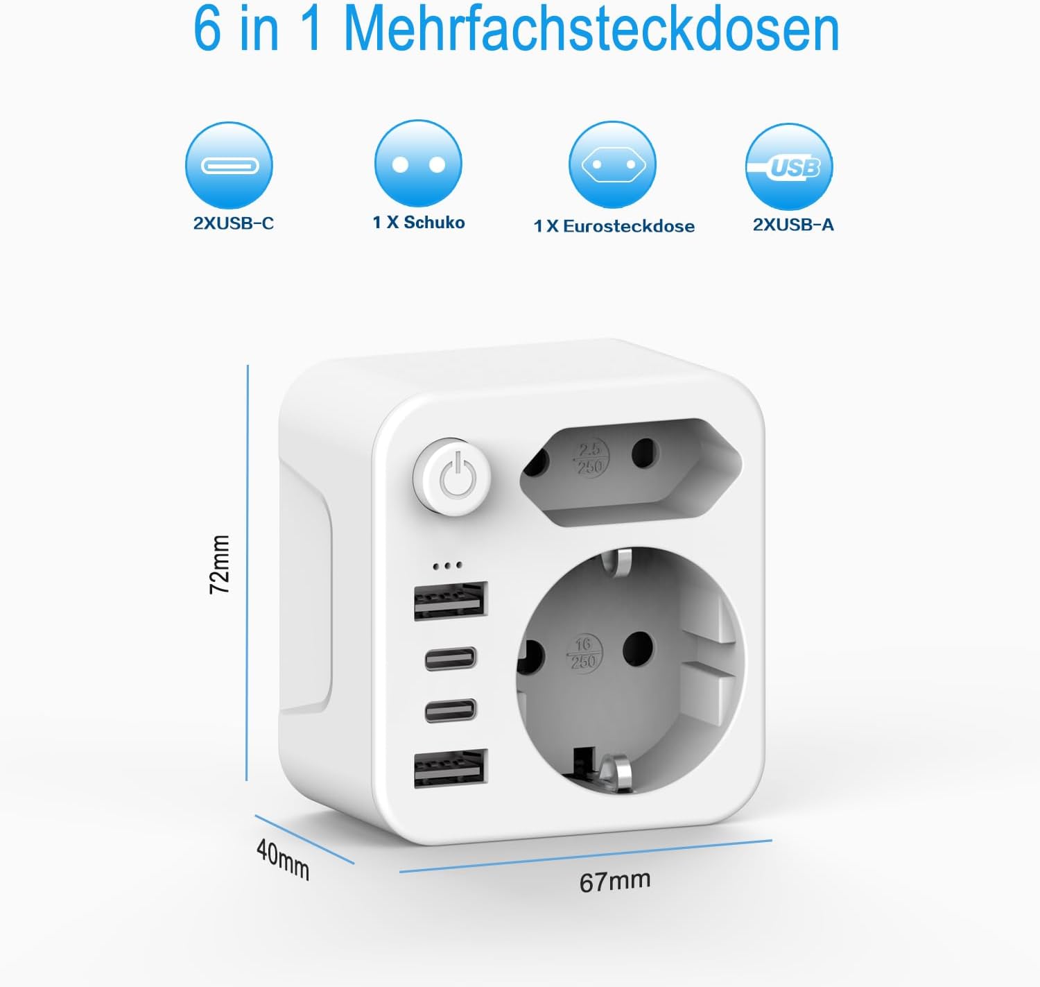 Thumbnail 1 de Aipsdo Doppelstecker USB Adapter 6-in-1 🔌