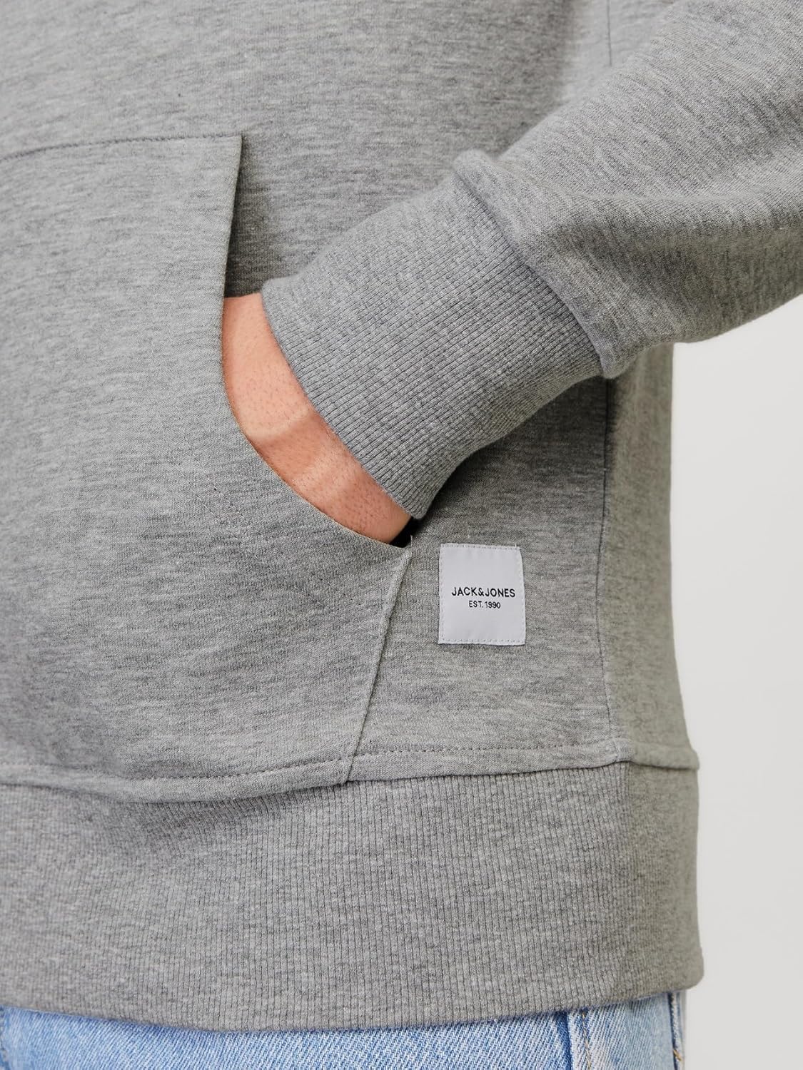 Thumbnail 4 de JACK & JONES Jjebasic Sweat Zip Hood NOOS felpa sportiva con cappuccio grigia chiara, XL da uomo