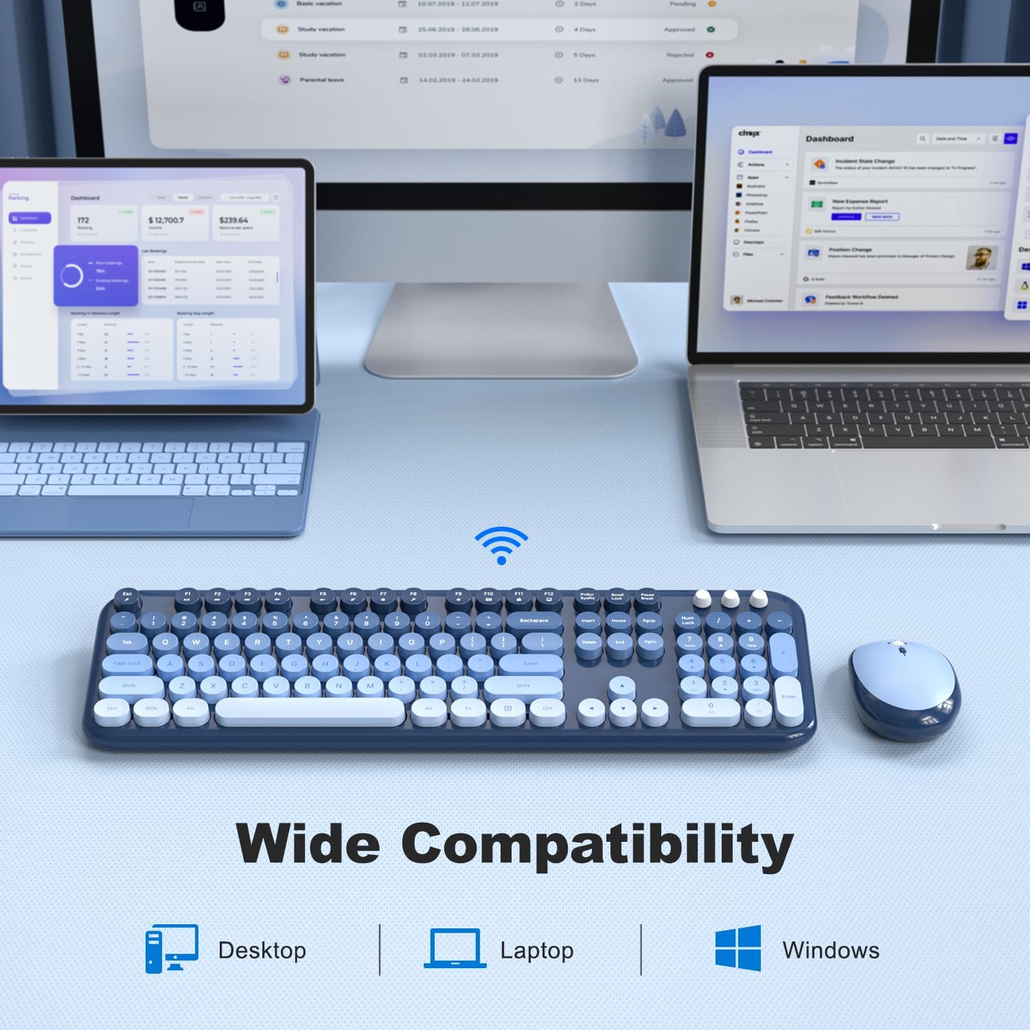 Thumbnail 2 de MOFII Wireless Keyboard and Mouse Combo (Sea Blue Gradient) – Full Size 2.4G, Plug & Play