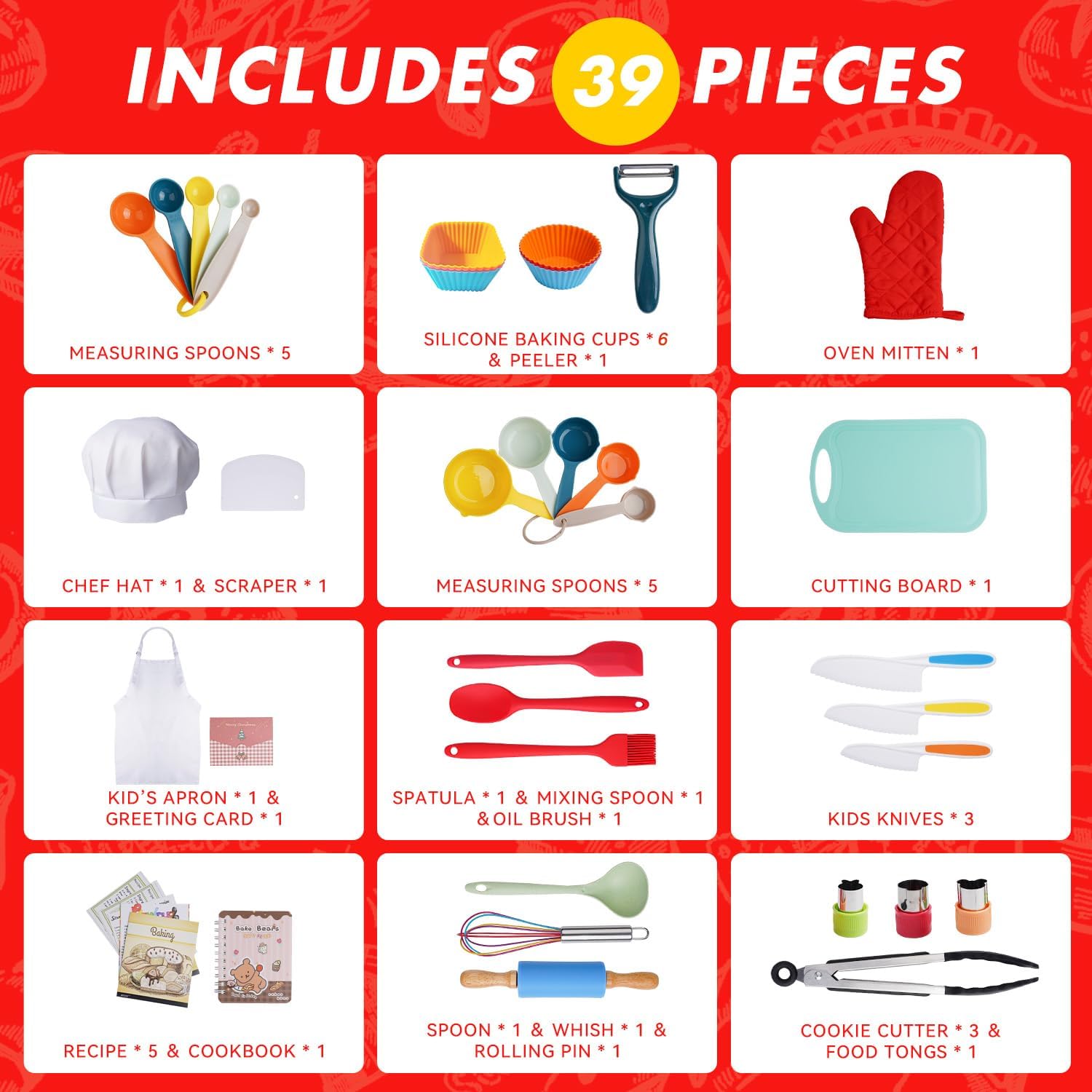 Thumbnail 4 de Kids Cooking Set Real Baking Utensils — Junior Chef Kit