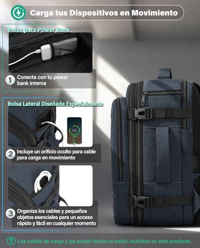 Thumbnail 6 de Mochila VANKEV para cabina: extensión de 24–30 L y compatibilidad con normas de aerolíneas (40x30x20/25 cm) + portátil 15,6