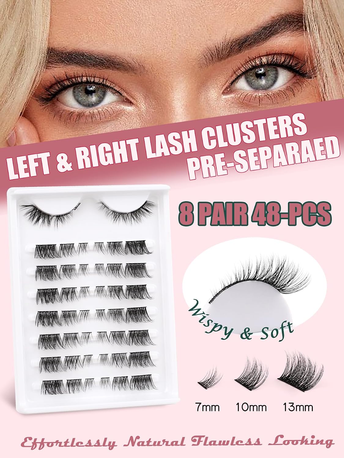 Thumbnail 2 de Wimpern Cat Eye Cluster Lashes – Siligli Cat-Eye Look, 8–13 mm, 64 Stück (8 Paar)