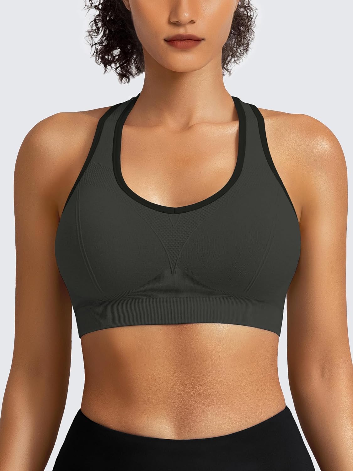 Detalle de AENLLEY Seamless Wireless Racerback High Impact Sports Bra for Women