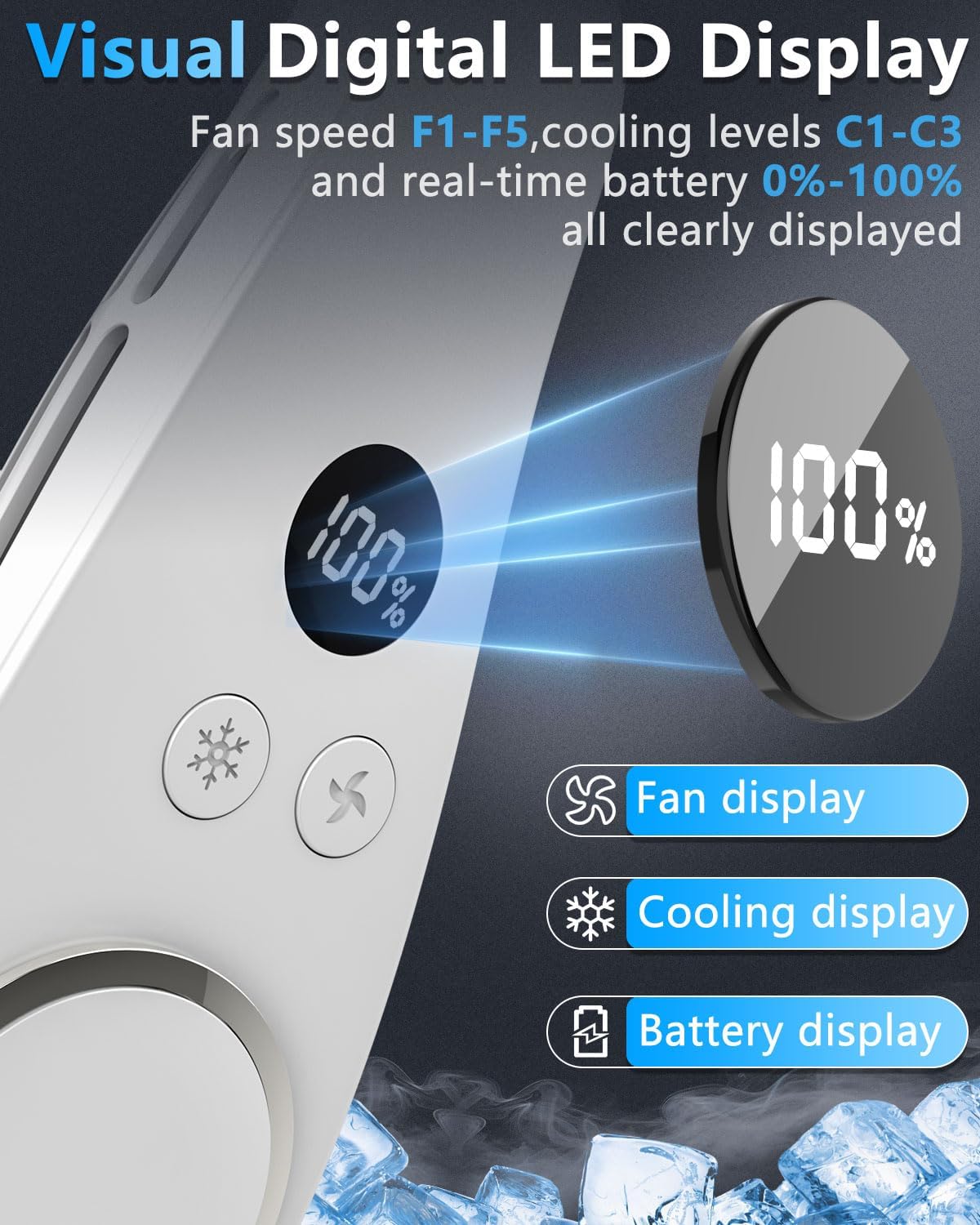 Thumbnail 4 de KJXIC Neck Fan with Cooling Plate: 5-Stage Turbo Cooling, 5500mAh, 30-35dB Quiet Wearable AC Cooler