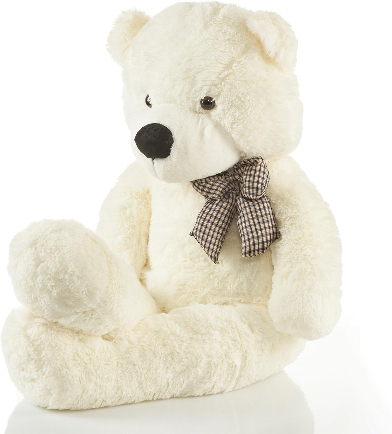 Detalle de Feluna Ours en peluche géant XXL 120 cm blanc avec nœud – Peluche douce lavable