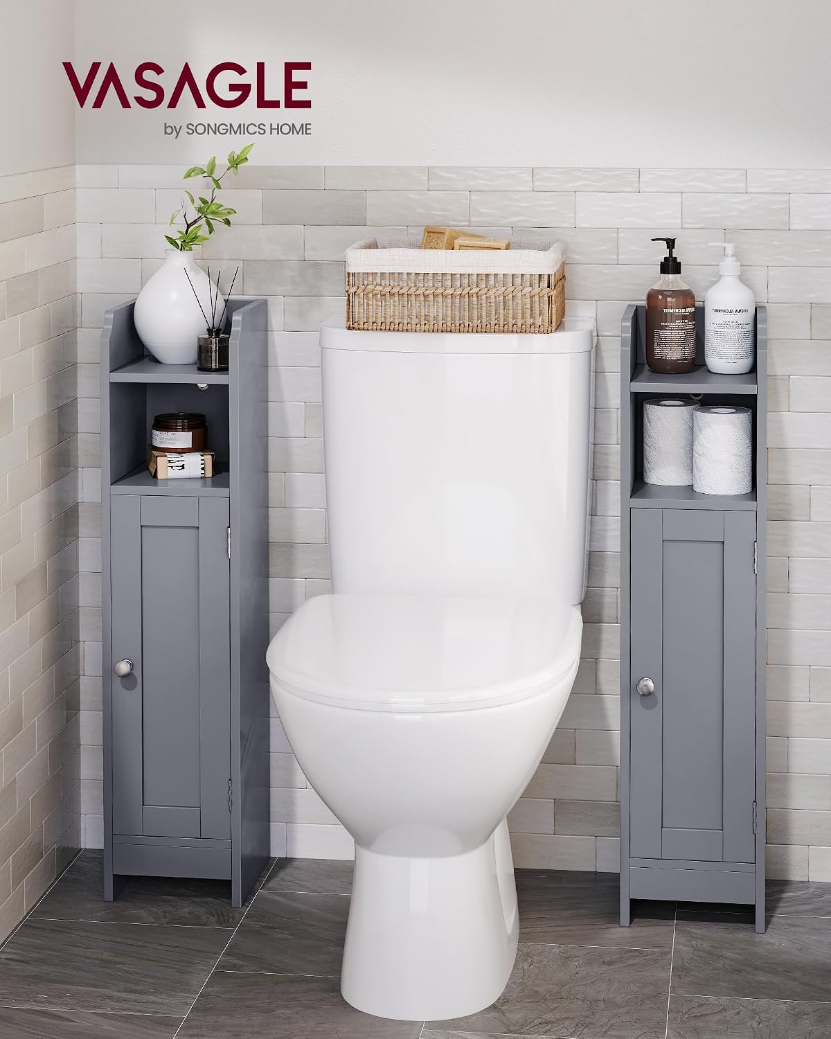 Detalle 2 de VASAGLE Corner Storage Cabinet, Dove Gray