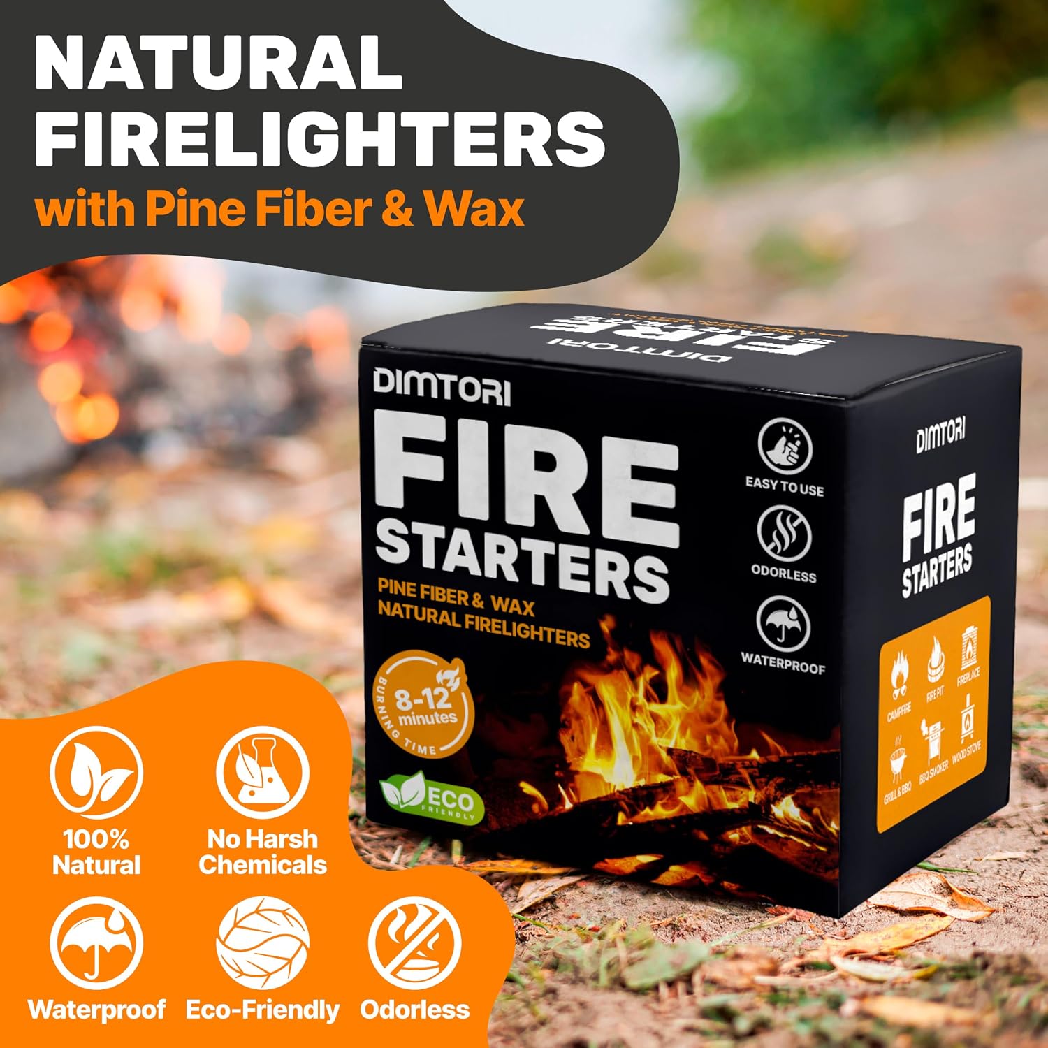 Thumbnail 5 de DIMTORI 070-2 Fire Starters, 70-Piece Pine Wood & Wax for BBQ and Camping