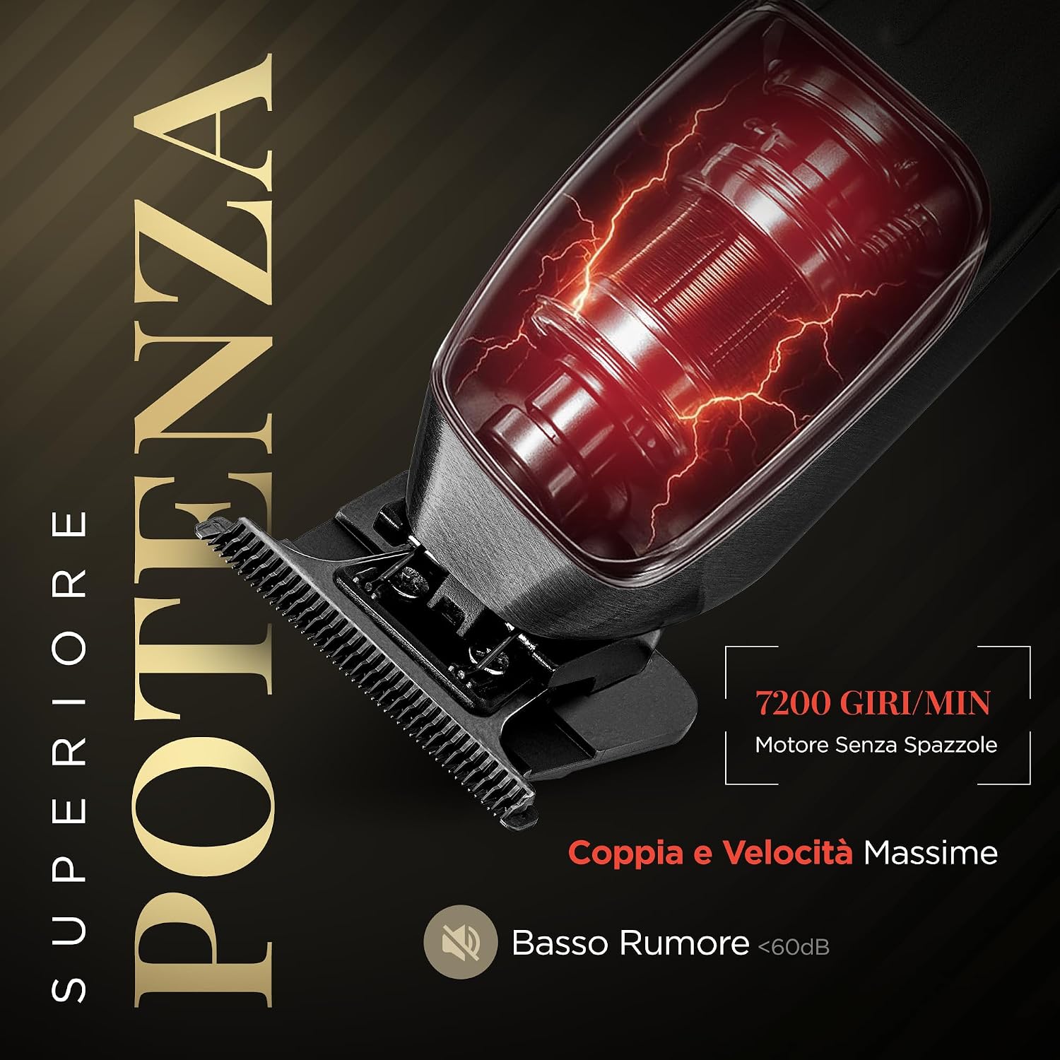 Detalle de Fagaci Macchinetta per Capelli Professionale Zero Gap – Tagliacapelli da Barbiere Brushless 7200 RPM