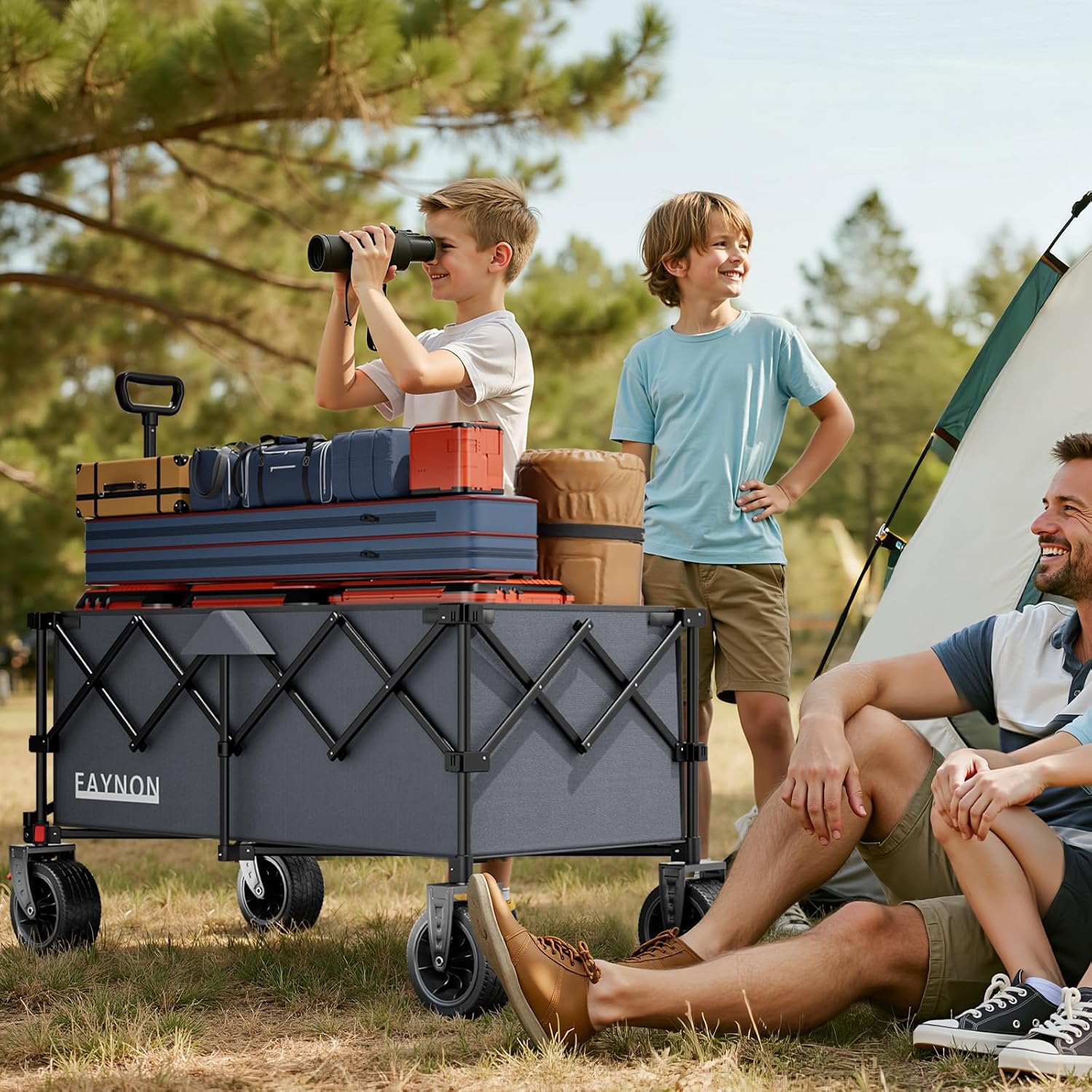 Thumbnail 6 de EAYNON 46-Inch Collapsible Wagon, 280L Storage, 500 lb Capacity