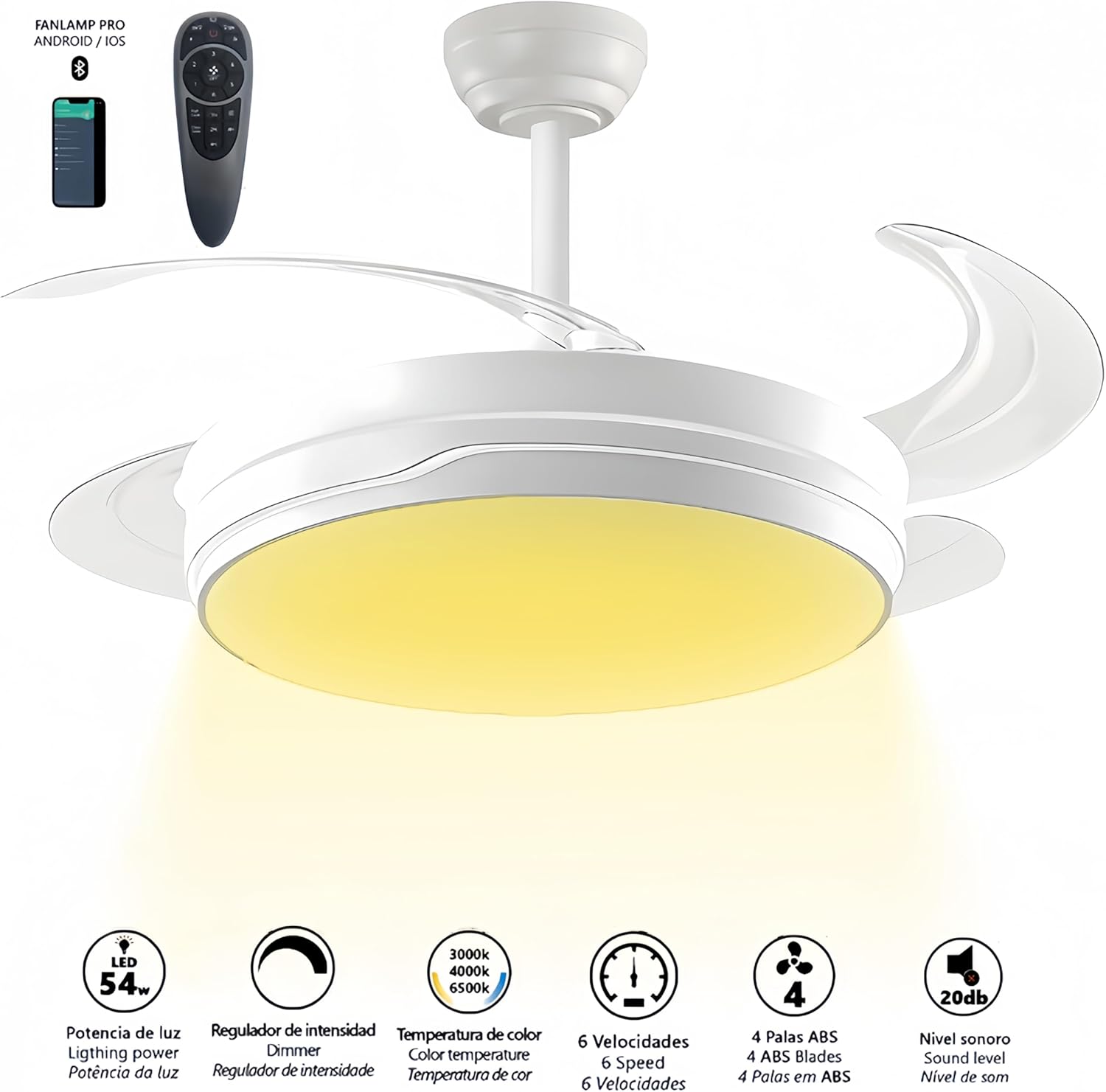 Detalle 2 de LEDUNI ® Ventilador Invisible con Luz 84W y Control Remoto 🌀