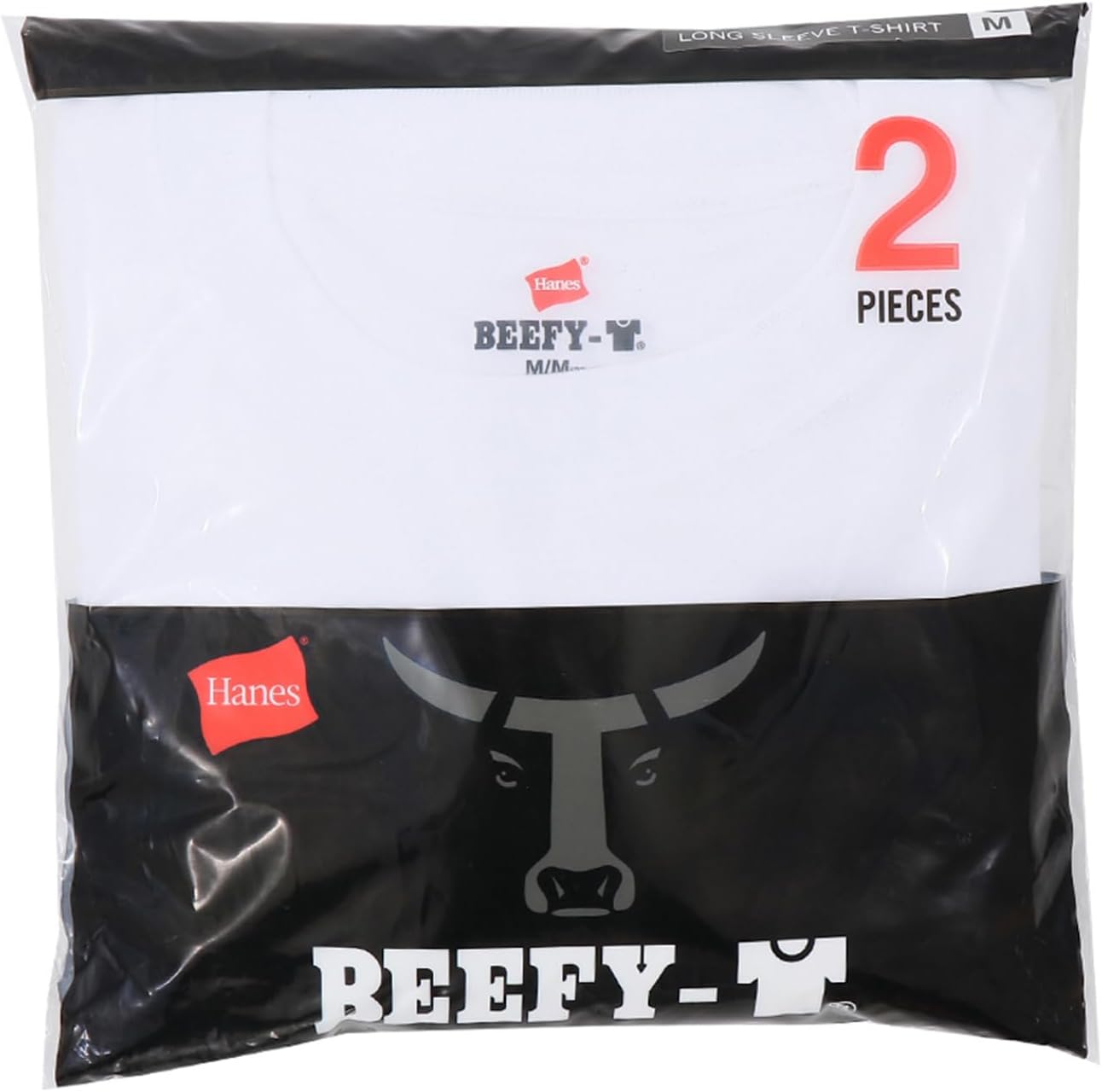 Detalle de Hanes BEEFY-T H5186-2 メンズ長袖Tシャツ 2枚組・綿100%・ヘビーウェイト