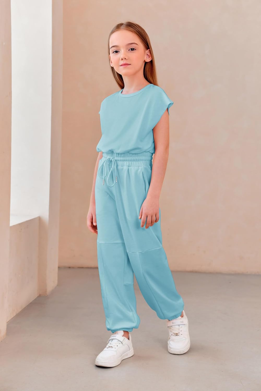 Thumbnail 2 de Haloumoning Kids Girl Jumpsuit – summer short-sleeve overalls with elastic waist