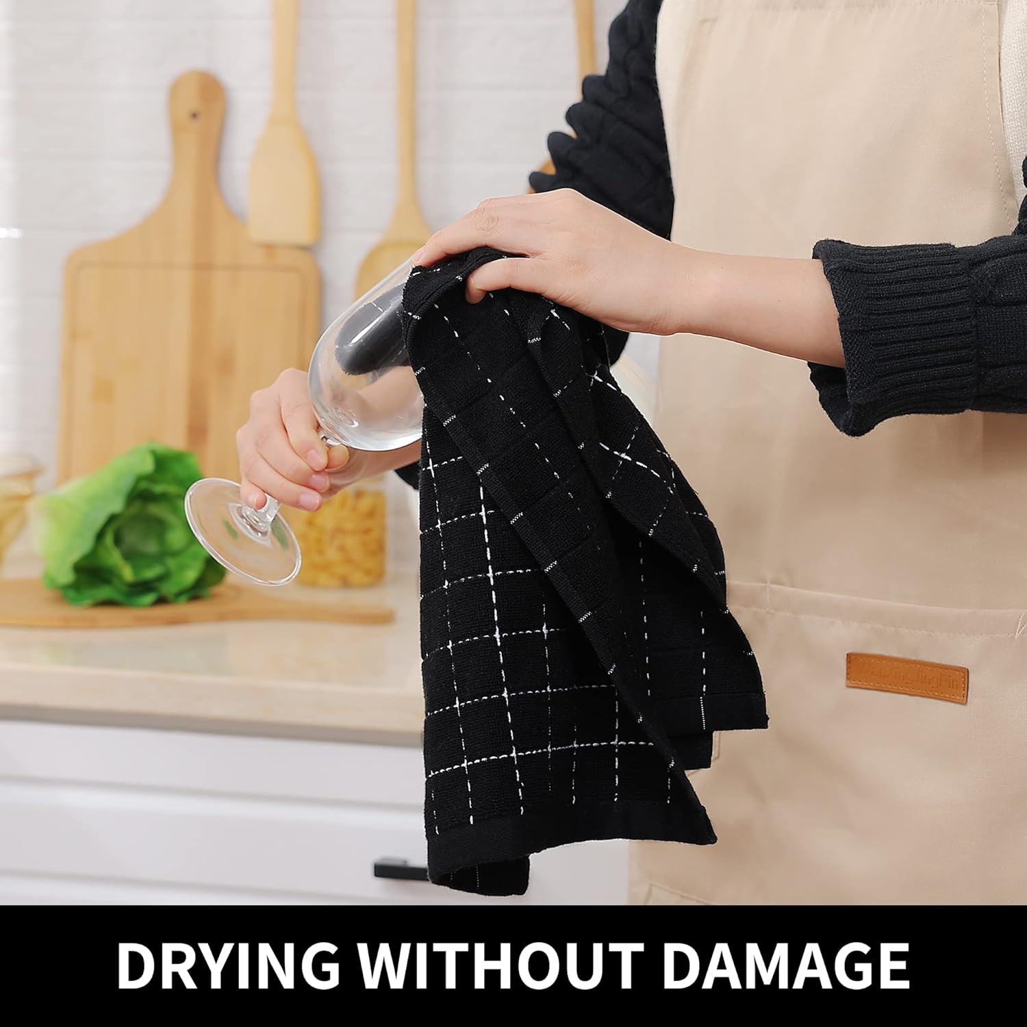 Detalle 2 de Homaxy 13 x 28 Cotton Terry Kitchen Towels, 4-Pack