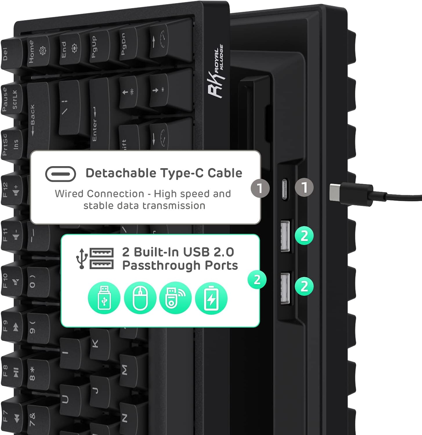 Thumbnail 5 de RK ROYAL KLUDGE RK84 75% RGB Wireless Mechanical Gaming Keyboard (3 modes) with hot-swappable Quiet Red switches