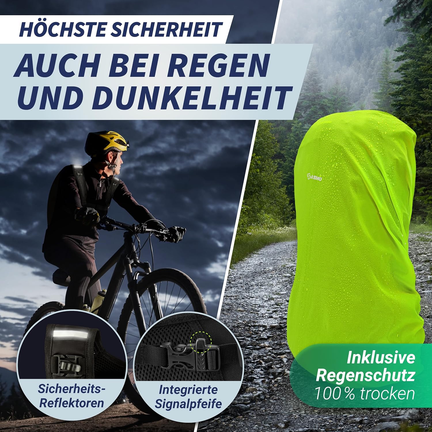 Thumbnail 6 de SASMO Fahrradrucksack klein 6L (Grün) – Thermofach, Helmnetz & wasserdichtes Design