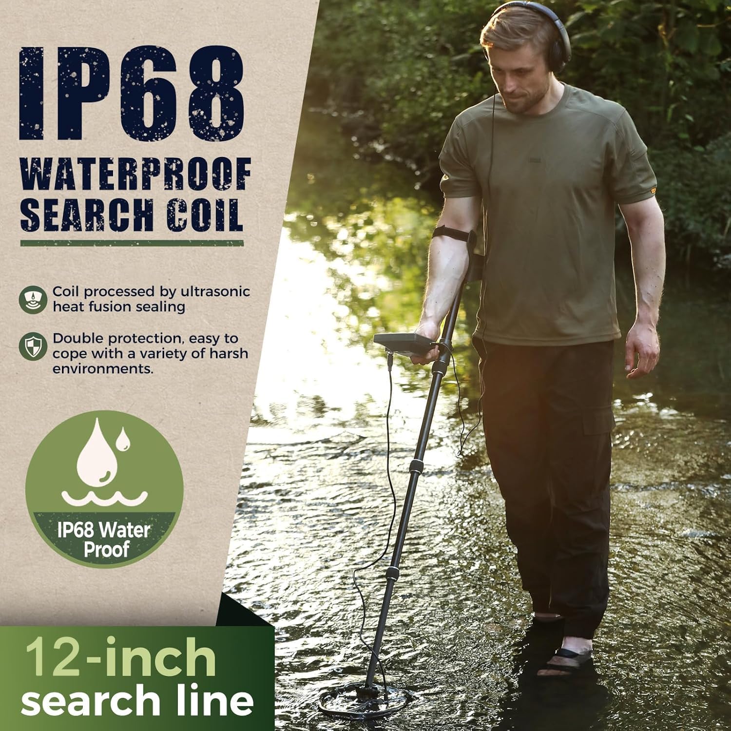 Thumbnail 4 de Gbnryg Metal Detector with 12-Inch IP68 Waterproof Coil and Backlit LCD