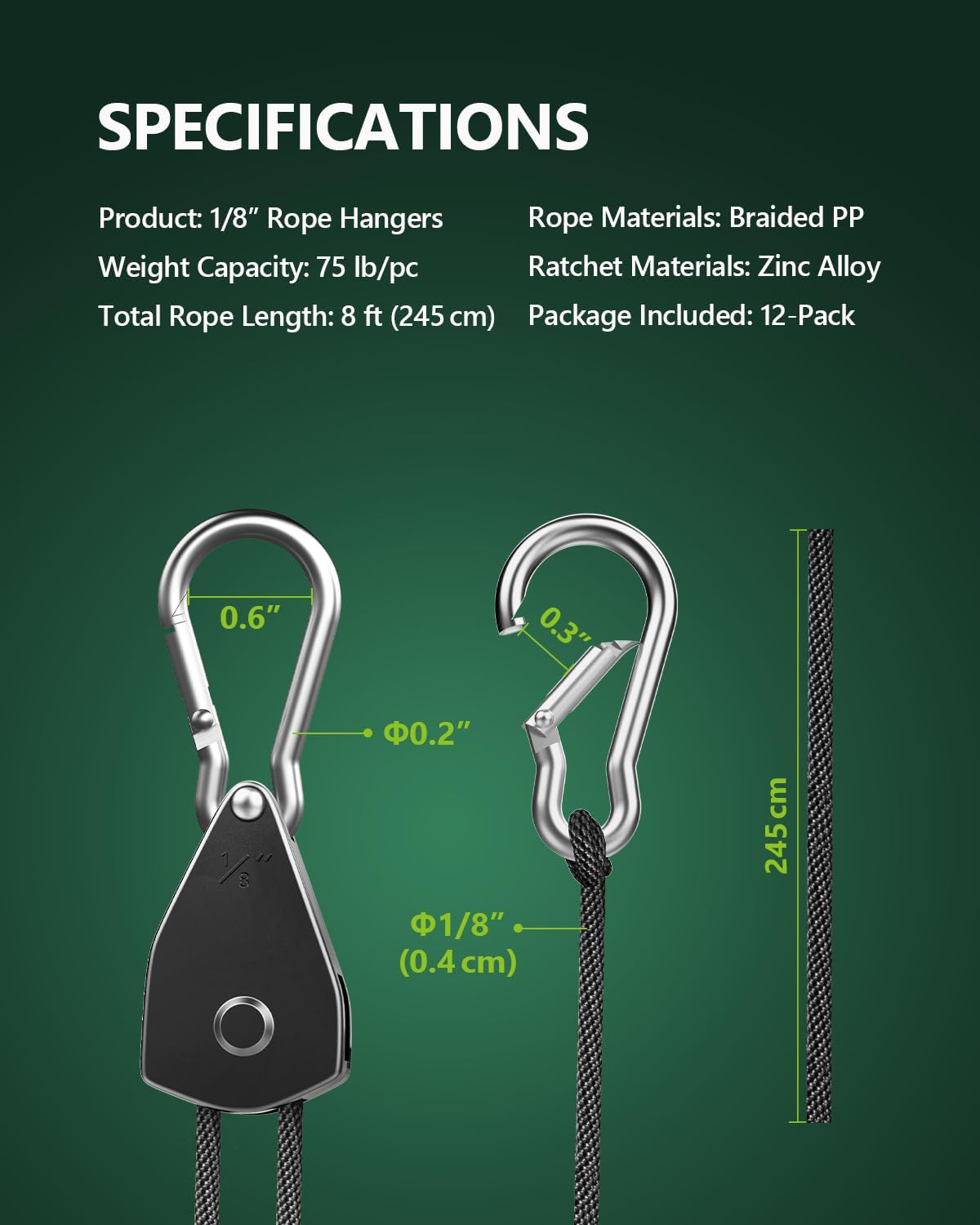 Thumbnail 5 de STAYGROW 12-Pack Adjustable Rope Hanger