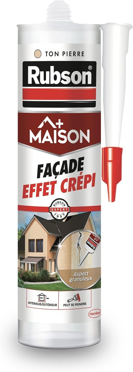 Rubson Mastic Maison Façade Effet Crépi – 280 ml, mastic acrylique pour joints et fissures sur crépi