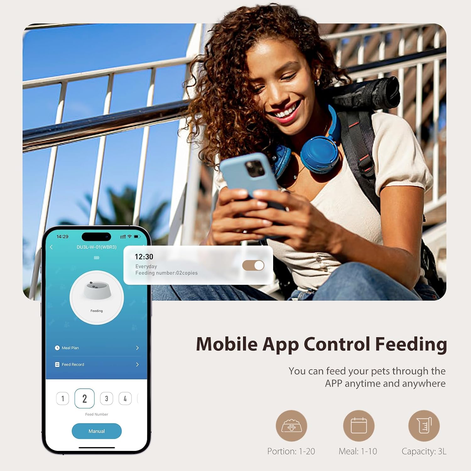 Detalle 2 de IMIPAW WiFi cat feeder for 10 meals