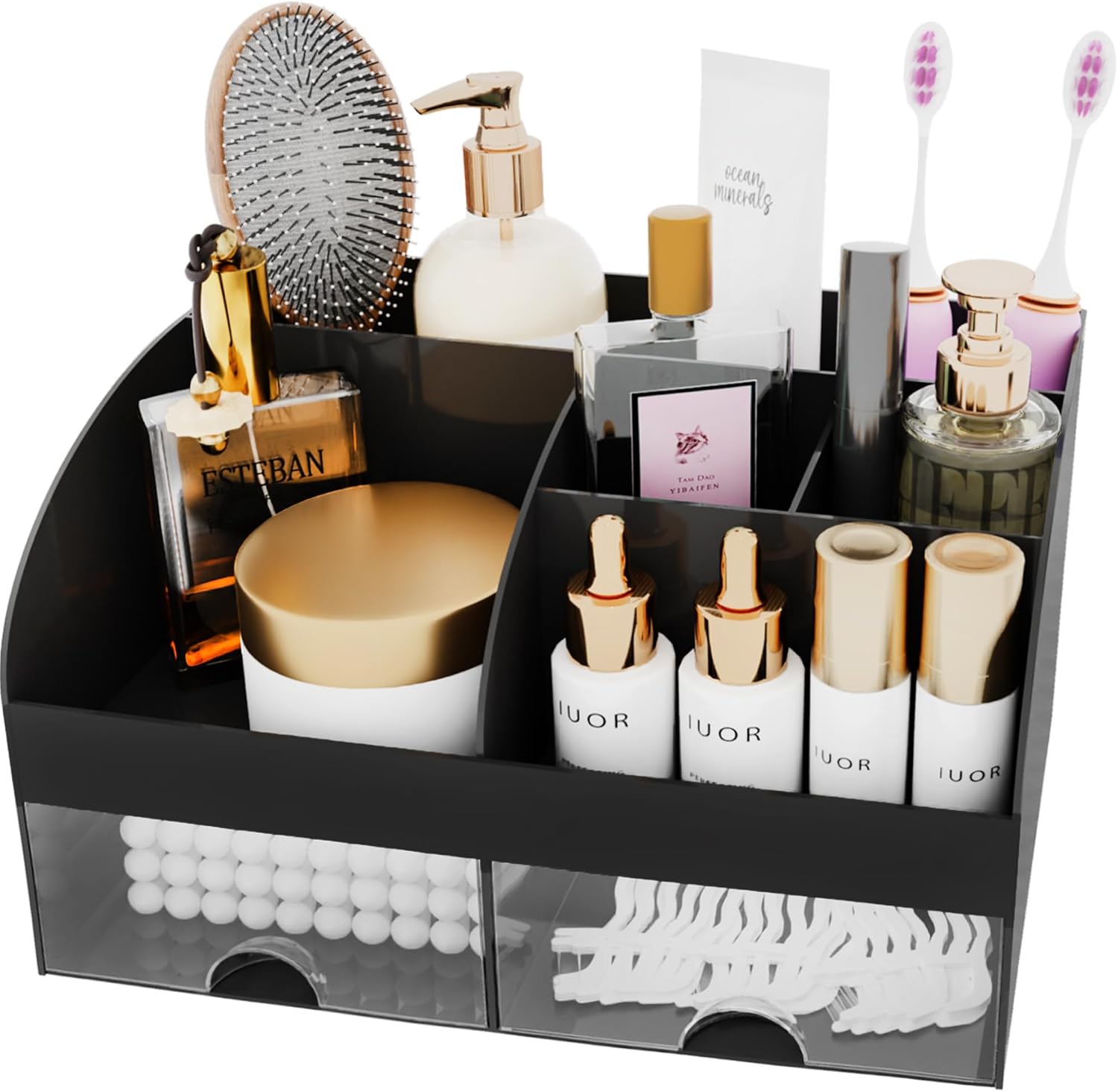 Thumbnail 2 de COMFYROOM Makeup Bathroom Organizer, 6 Compartments and 2 Drawers, Black