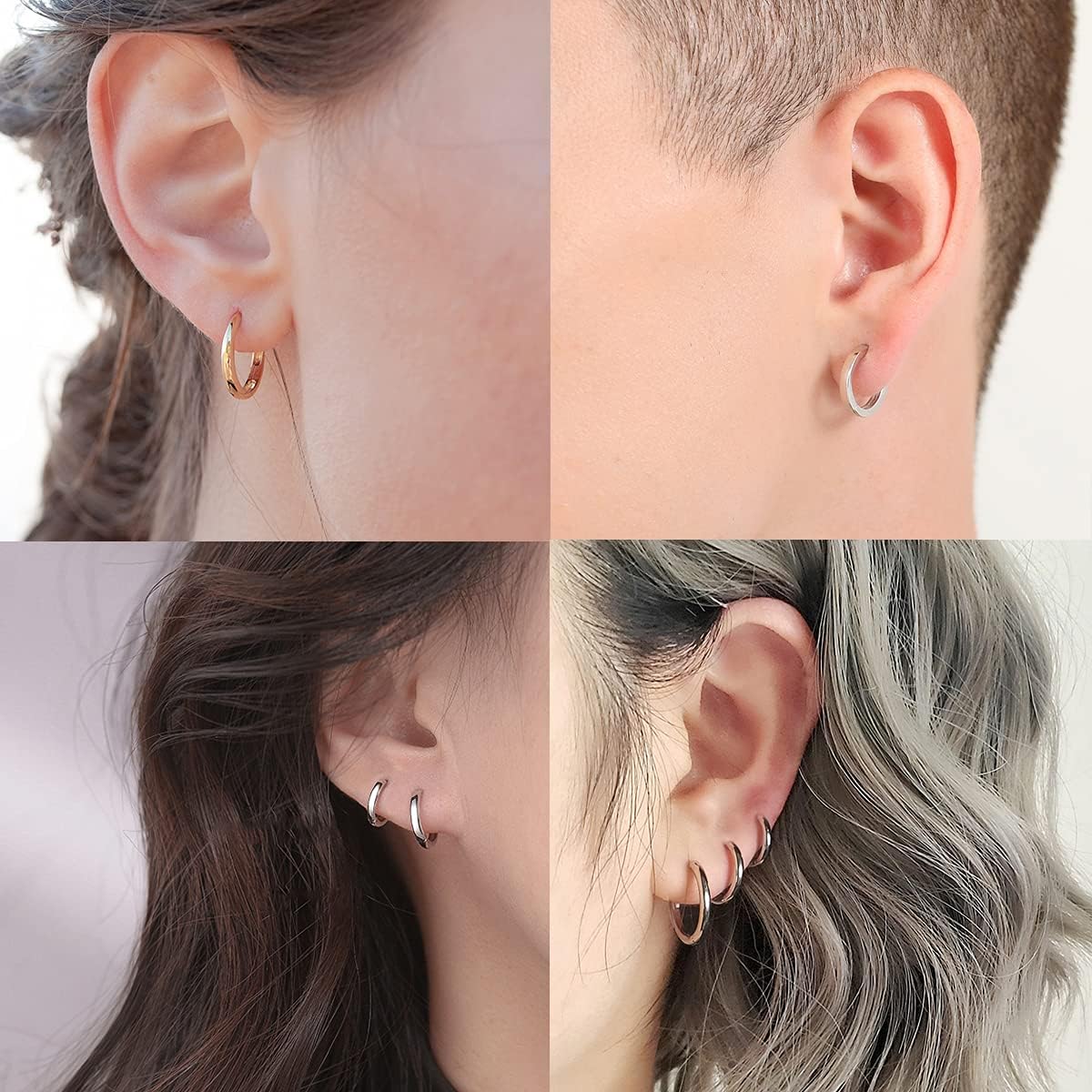 Thumbnail 4 de Deyanse 925 Sterling Silber Creolen-Set (3 Paar) – Unisex Klapp-Creolen in 9/11/13 mm