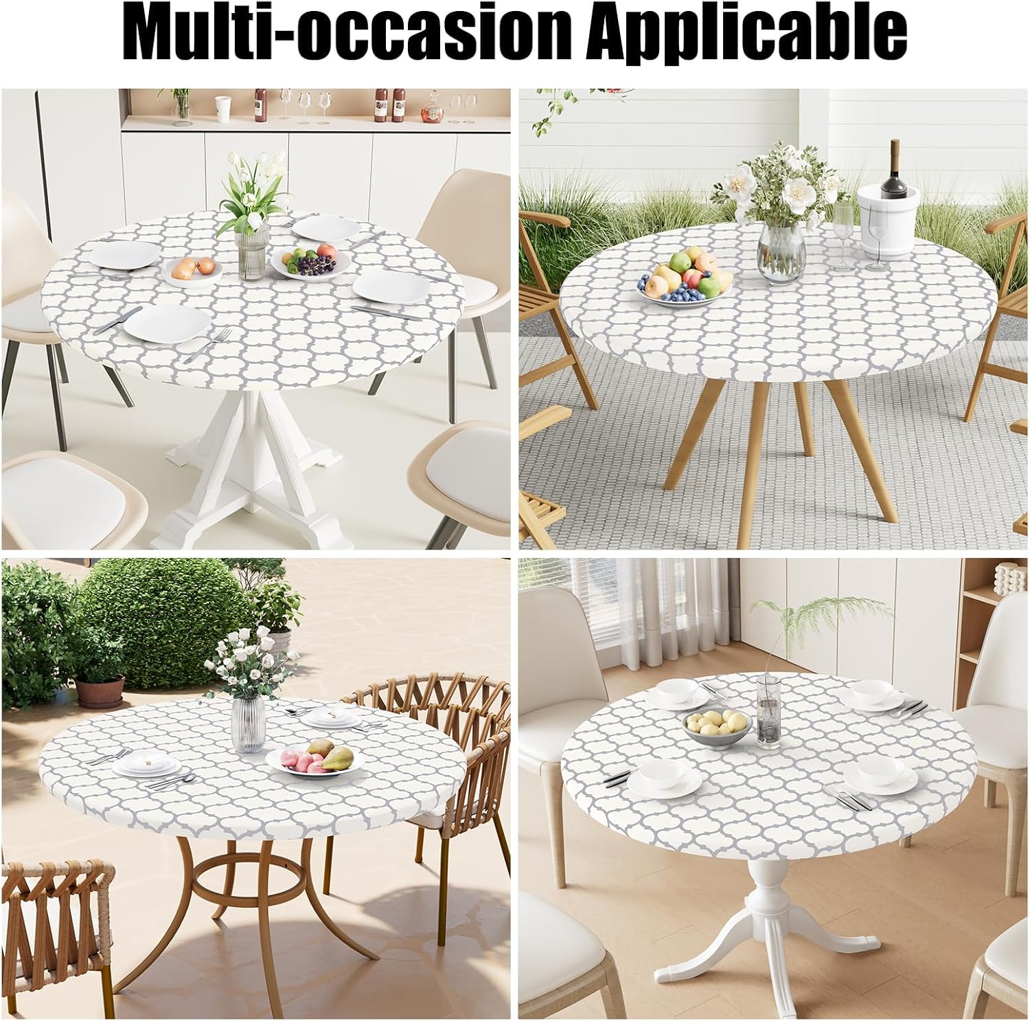 Thumbnail 6 de Smiry 45"-56" Round Fitted Tablecloth, Waterproof Vinyl with Flannel Backing