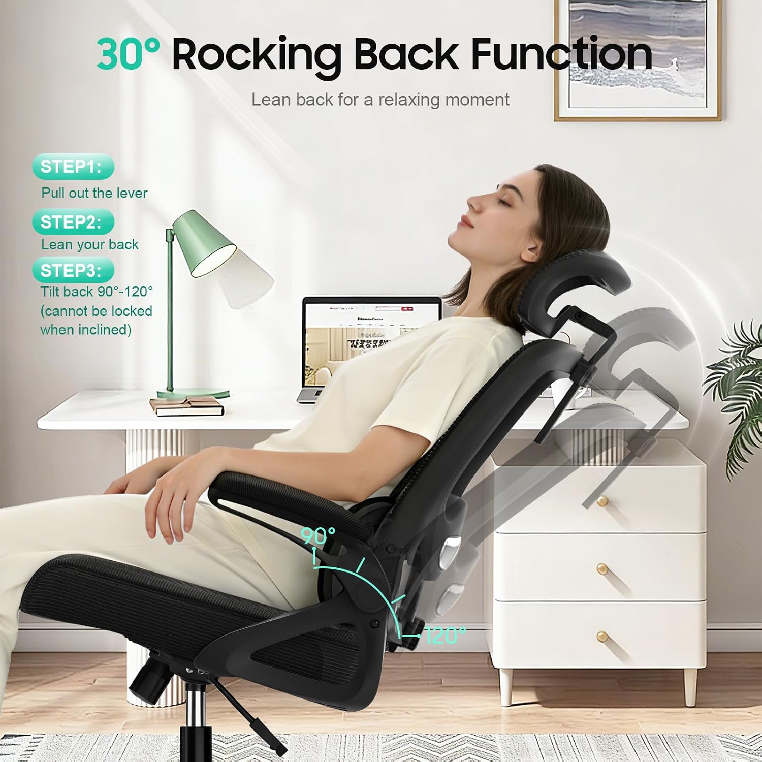 Thumbnail 6 de YONISEE Ergonomic Office Chair with Dual Backrest, 2D Lumbar Support and Adjustable Headrest