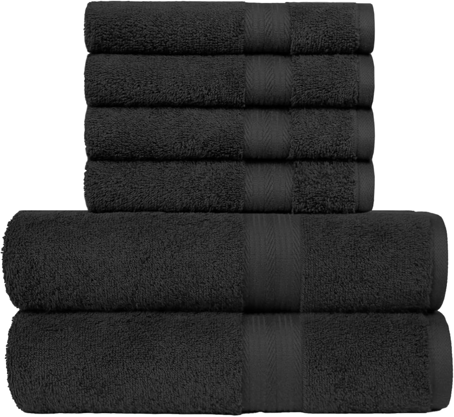 Thumbnail 1 de Amazon Basics Handtücher Set 6-teilig – 100% Baumwolle, Ausbleichfest, Schwarz