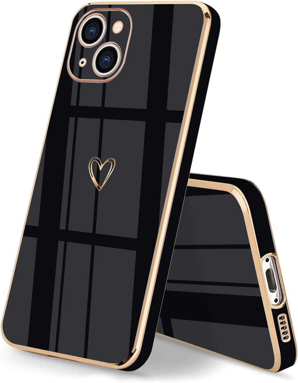 Detalle de HopMore Silicone Case for iPhone 15 with Heart Pattern — Slim, Protective TPU Shell