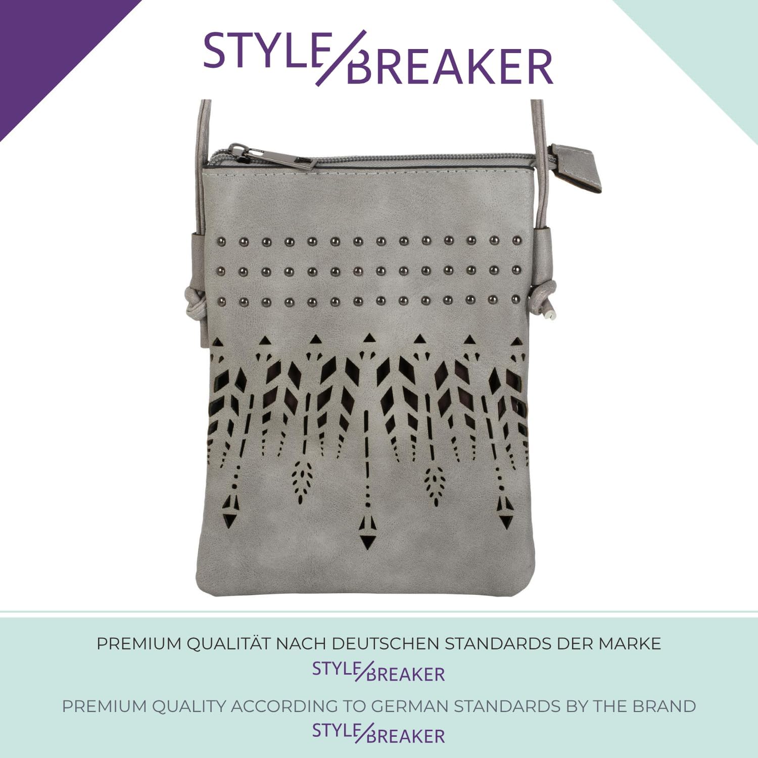 Detalle de StyleBREAKER Mini borsa a tracolla etnica con borchie – dimensioni 14×19 cm