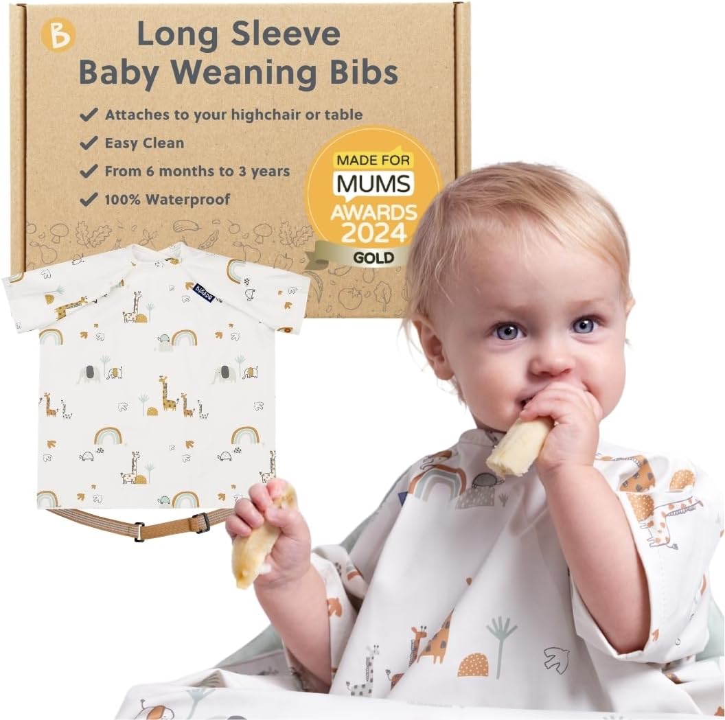Imagen de BIBaDO Short Sleeve Baby Bibs – Coverall Weaning Bib for 6–36 Months en OfertitasTOP
