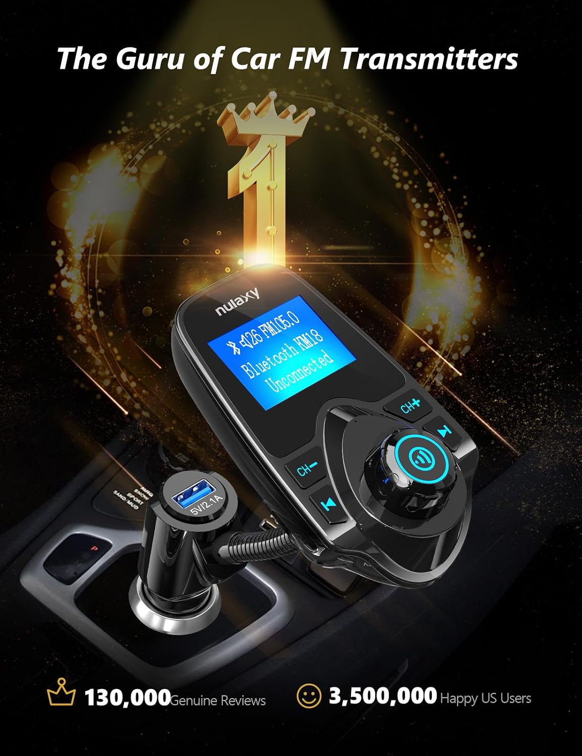 Detalle 2 de Nulaxy KM18 Bluetooth FM Transmitter 1.44"