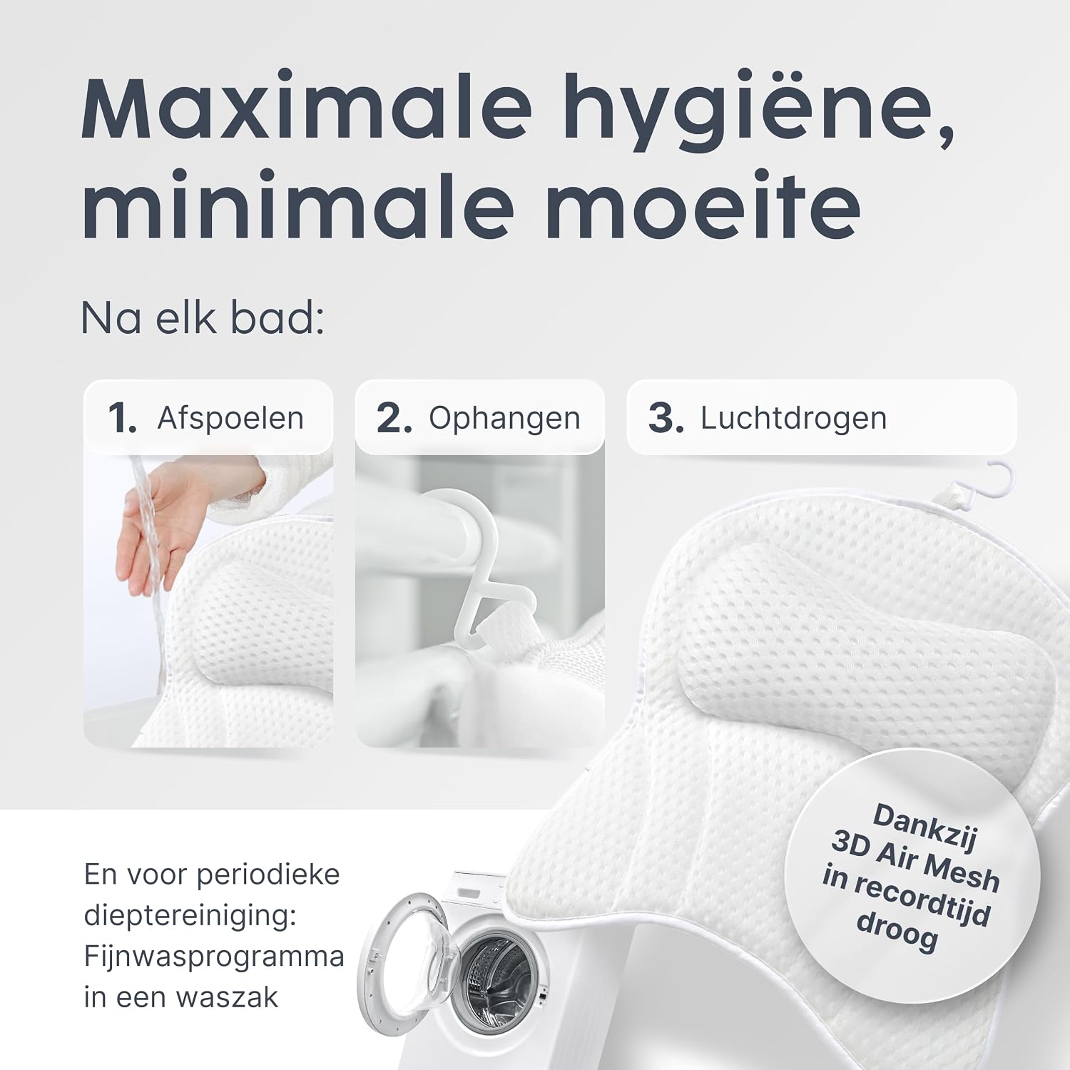 Thumbnail 5 de Vesta+ BK-L-W badkussen XXL, wit, met 6 zuignappen en neksteun van 8 cm
