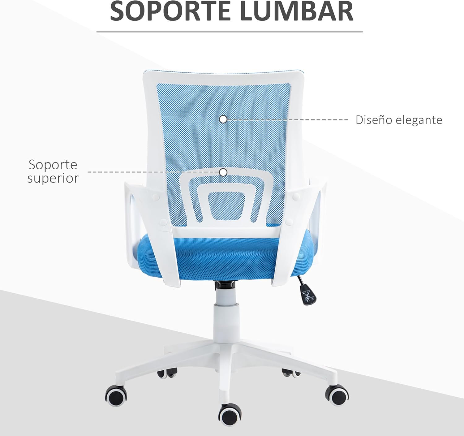 Thumbnail 5 de HOMCOM Silla de Oficina de Malla Azul