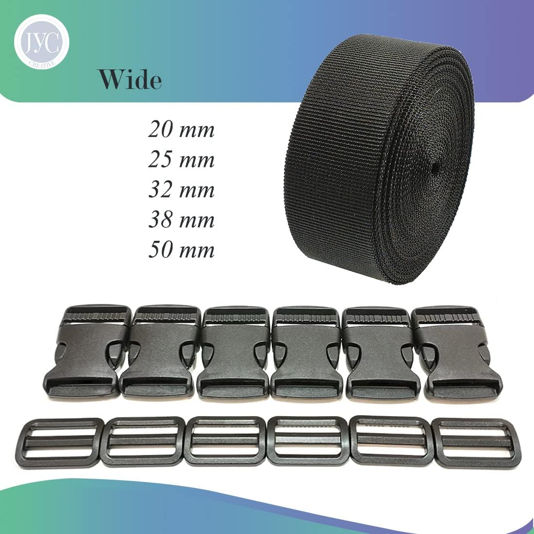 Detalle 2 de Cinta de Mochila 3m x 32mm + 12 Hebillas de Plástico