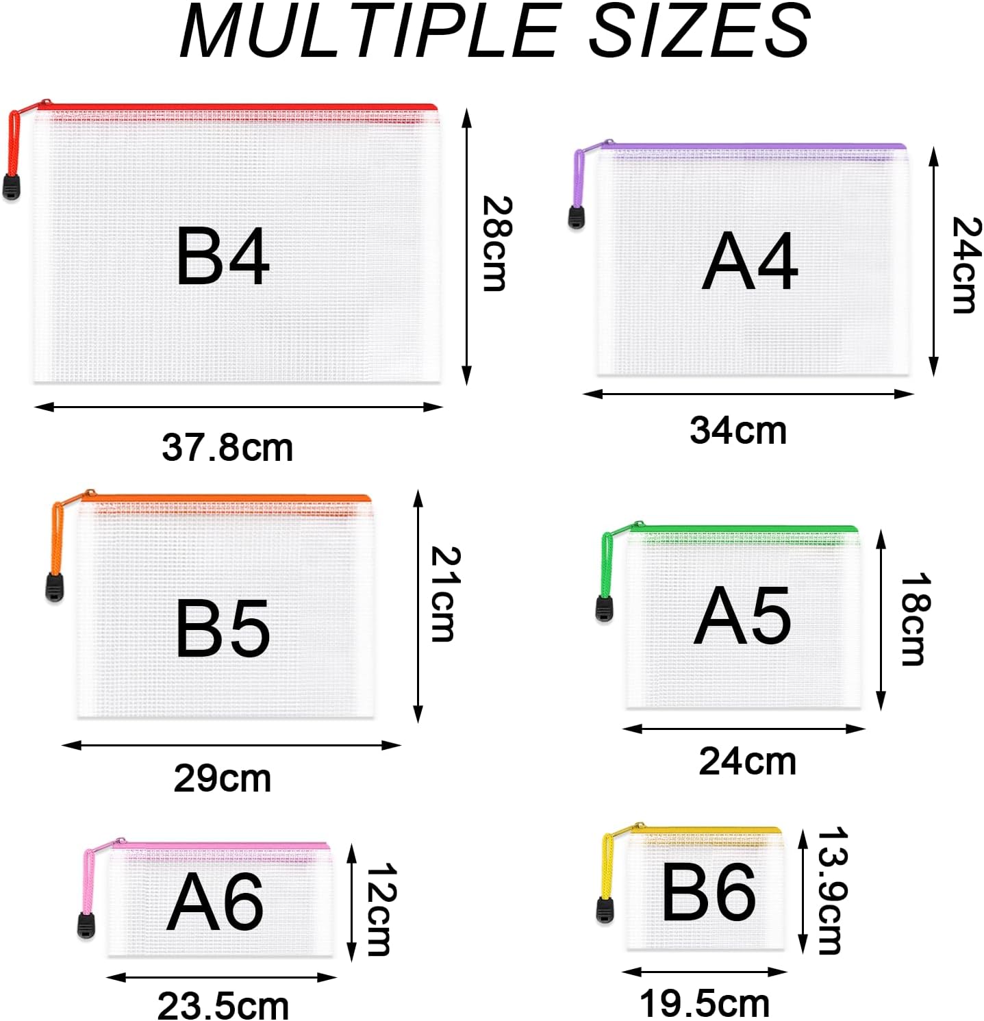 Thumbnail 1 de Plastic Wallets Folders 12pcs multi-size document bags
