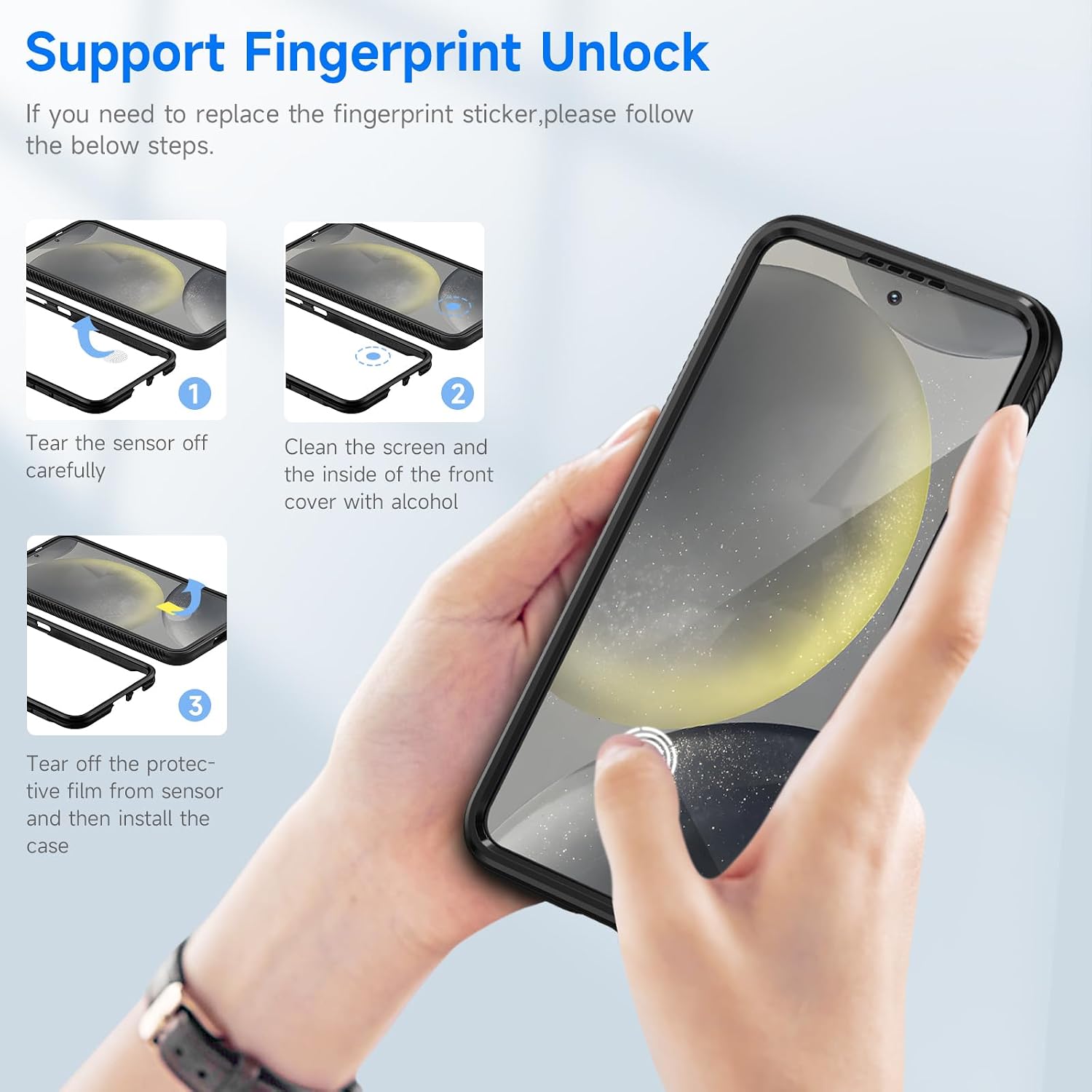 Thumbnail 5 de Seacosmo Coque pour Samsung Galaxy S25/S24 6,2 pouces full body avec protège-écran intégré – Bumper antichoc noir